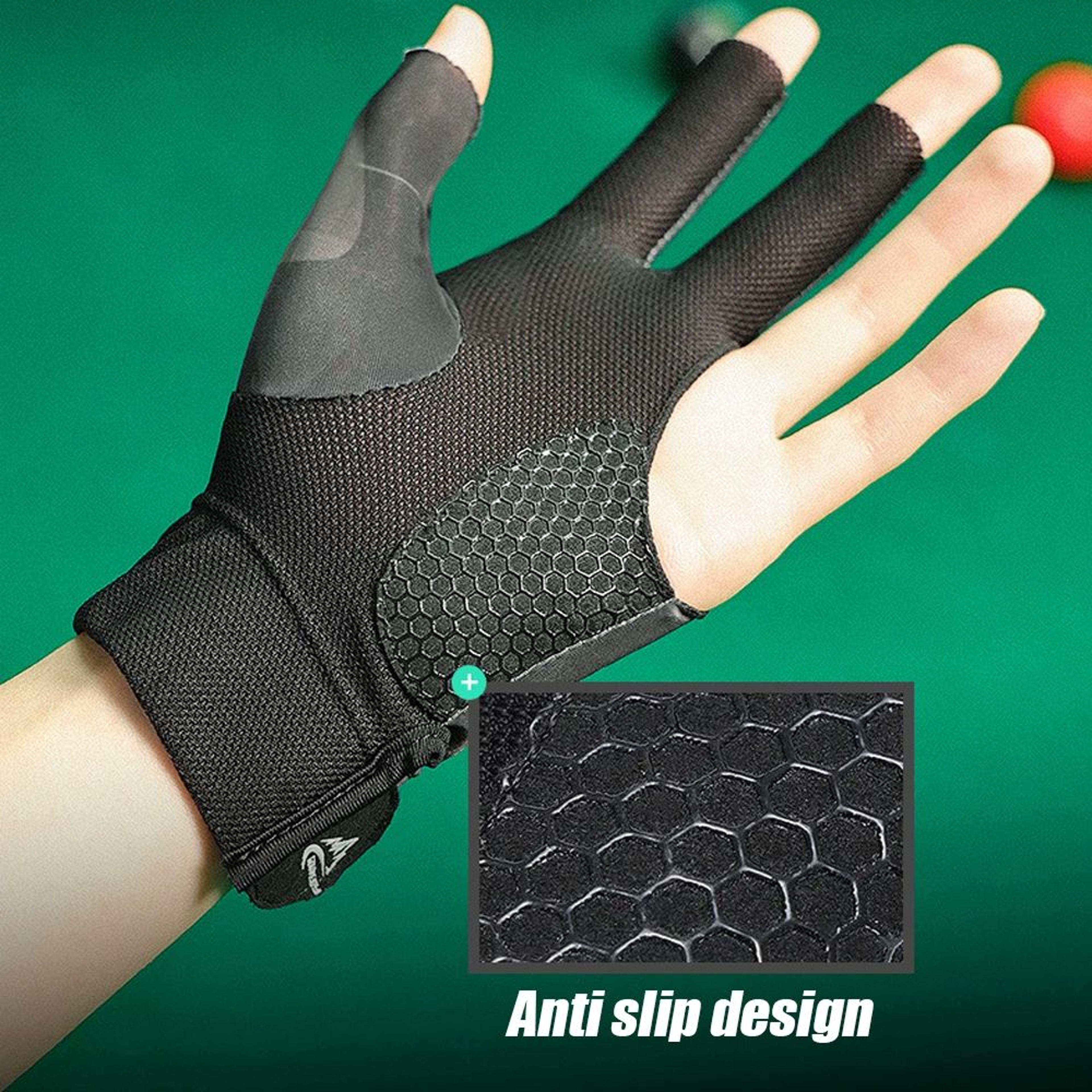 1pc snooker billiard cue glove – three finger pool glove for left hand, breathable polyester for men & women
