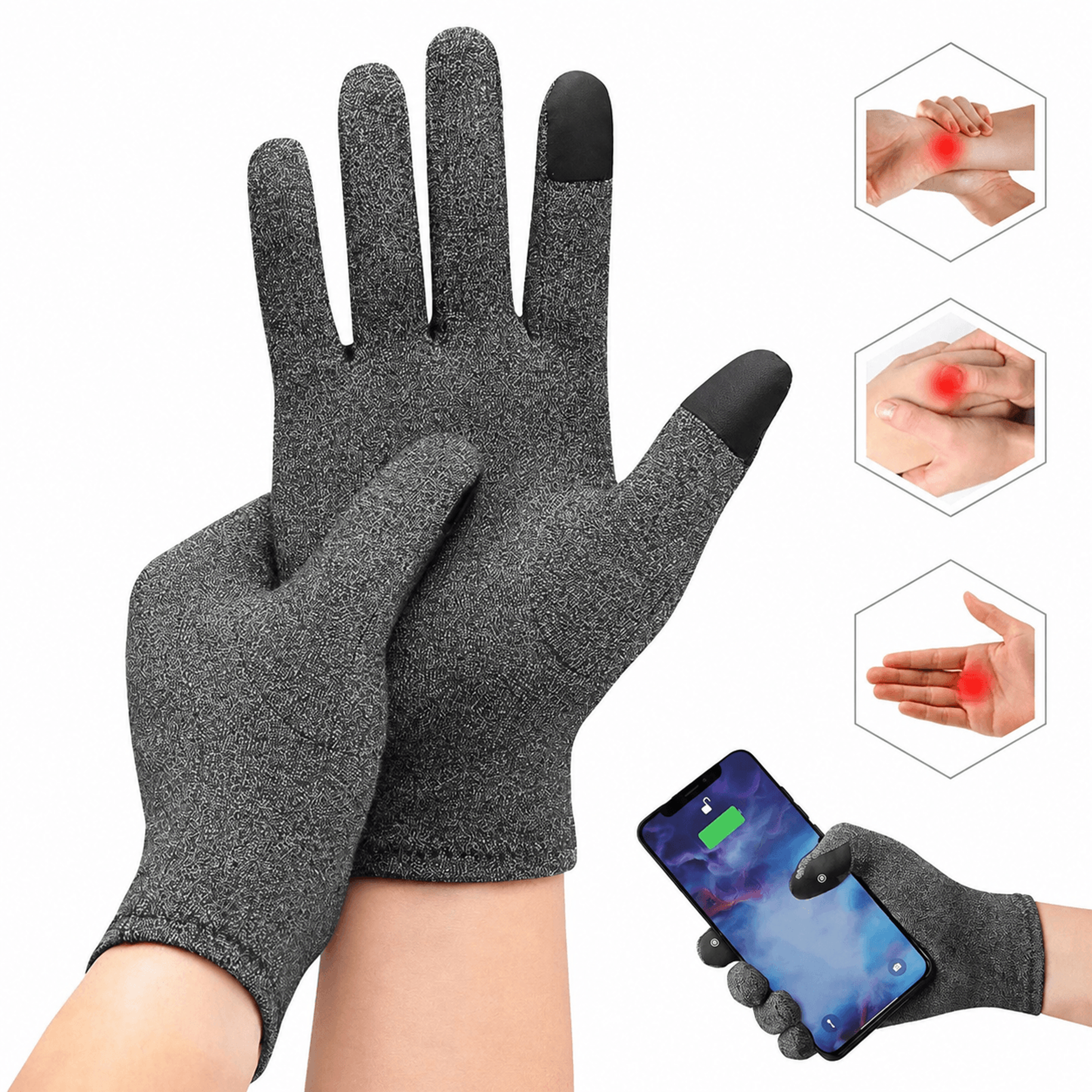 full finger compression arthritis gloves – touchscreen hand support for men & women with wrist & thumb pain relief