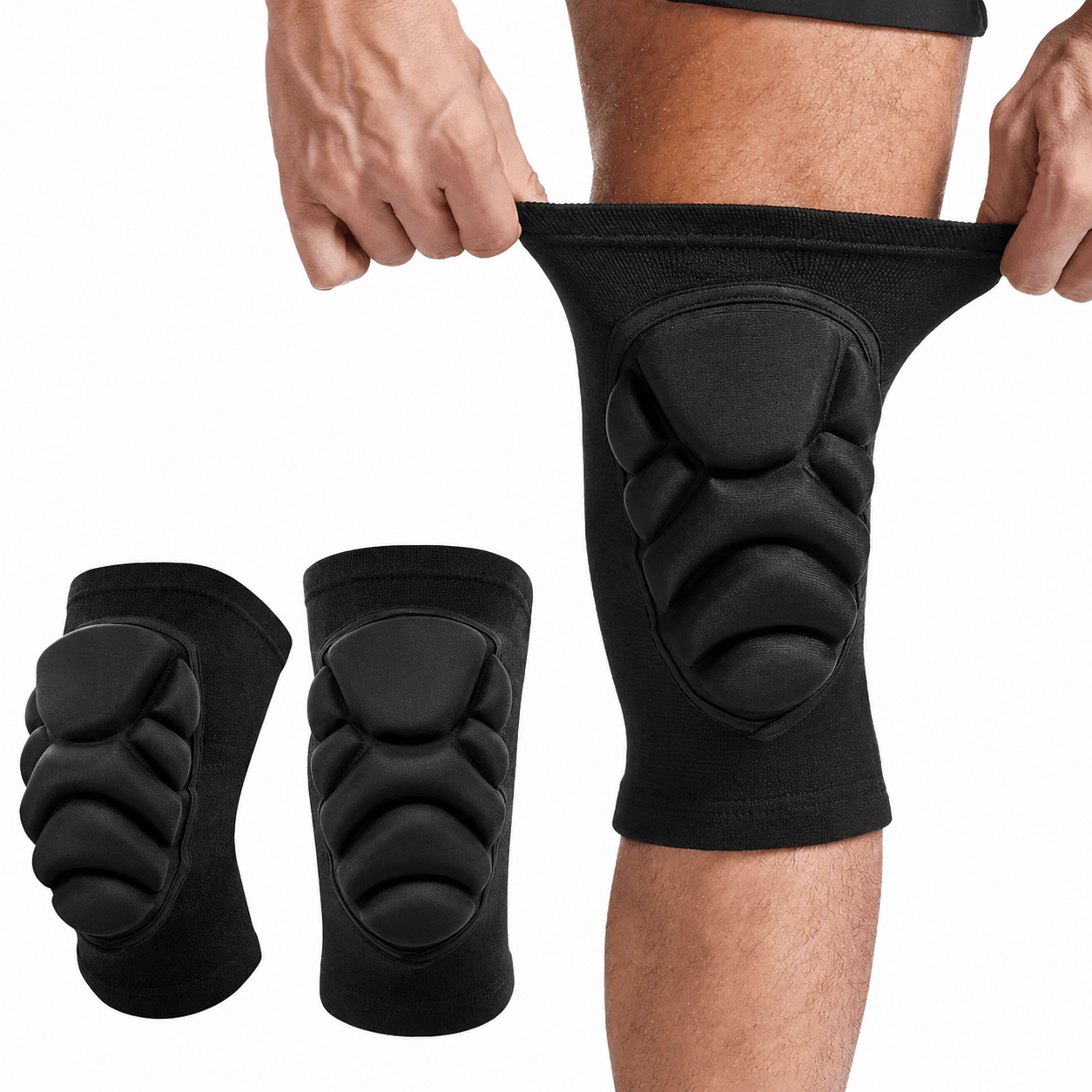 1 pair thick sponge knee & elbow pads – collision protection support sleeves for basketball, football, volleyball & cycl