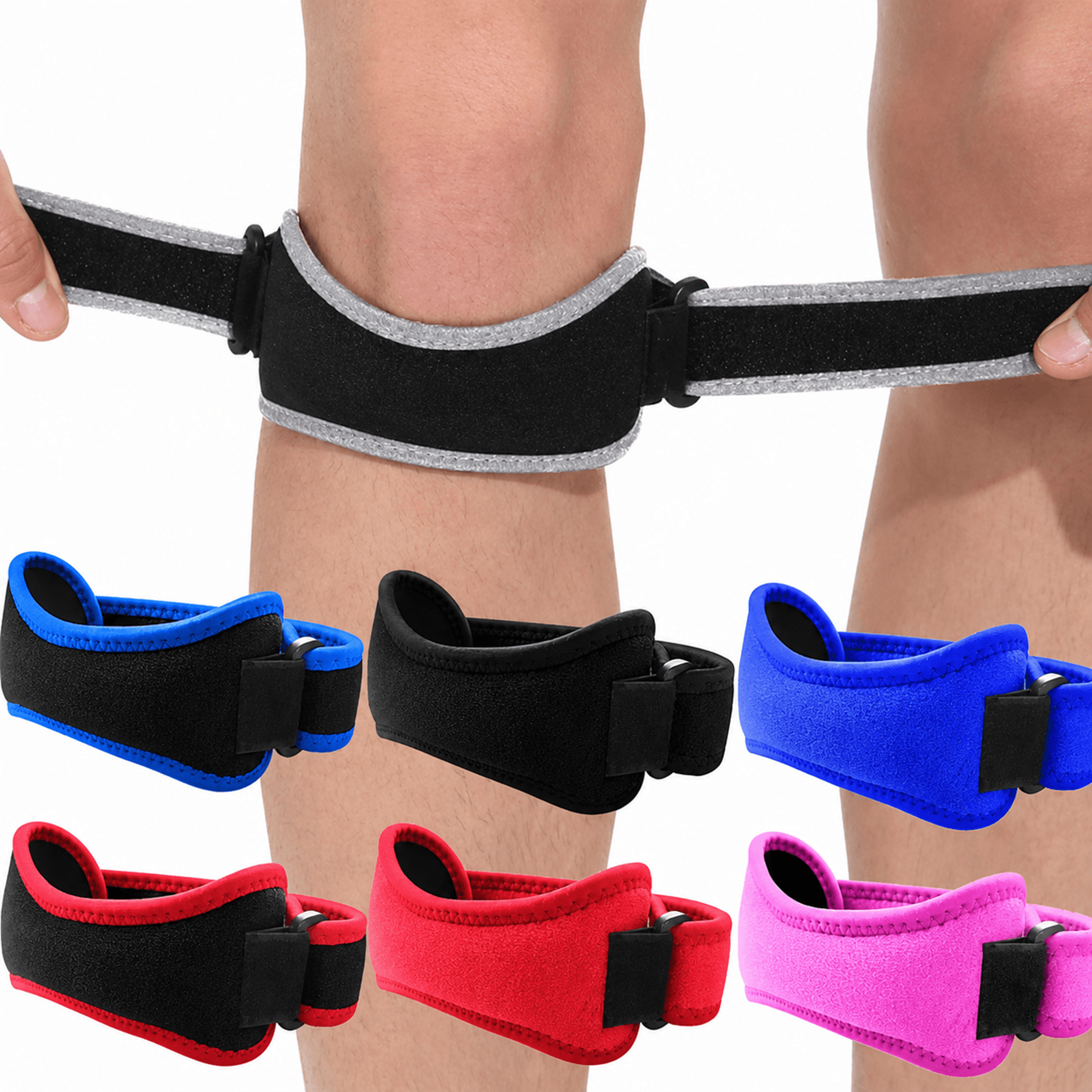 1pc adjustable knee patellar tendon support strap – shock absorption compression brace for basketball, running & fitnes