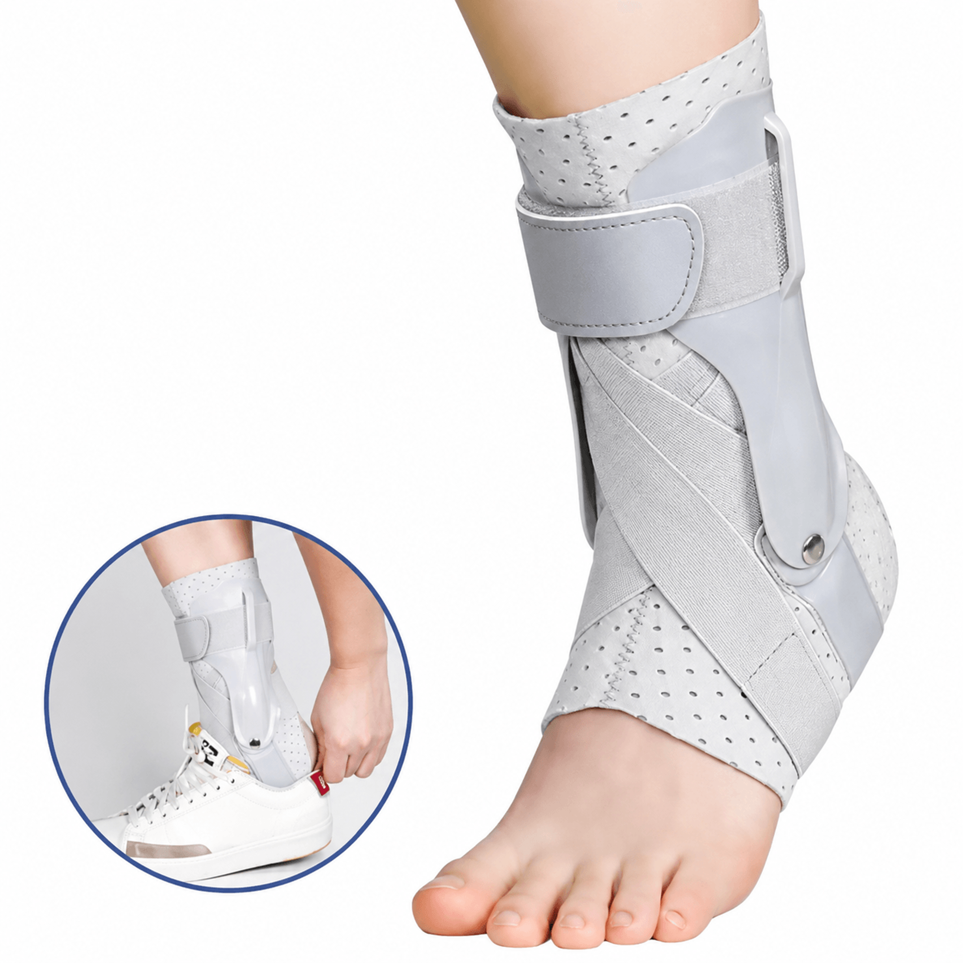 1pc adjustable ankle brace with side stabilizers – sprained ankle support for men & women sports recovery