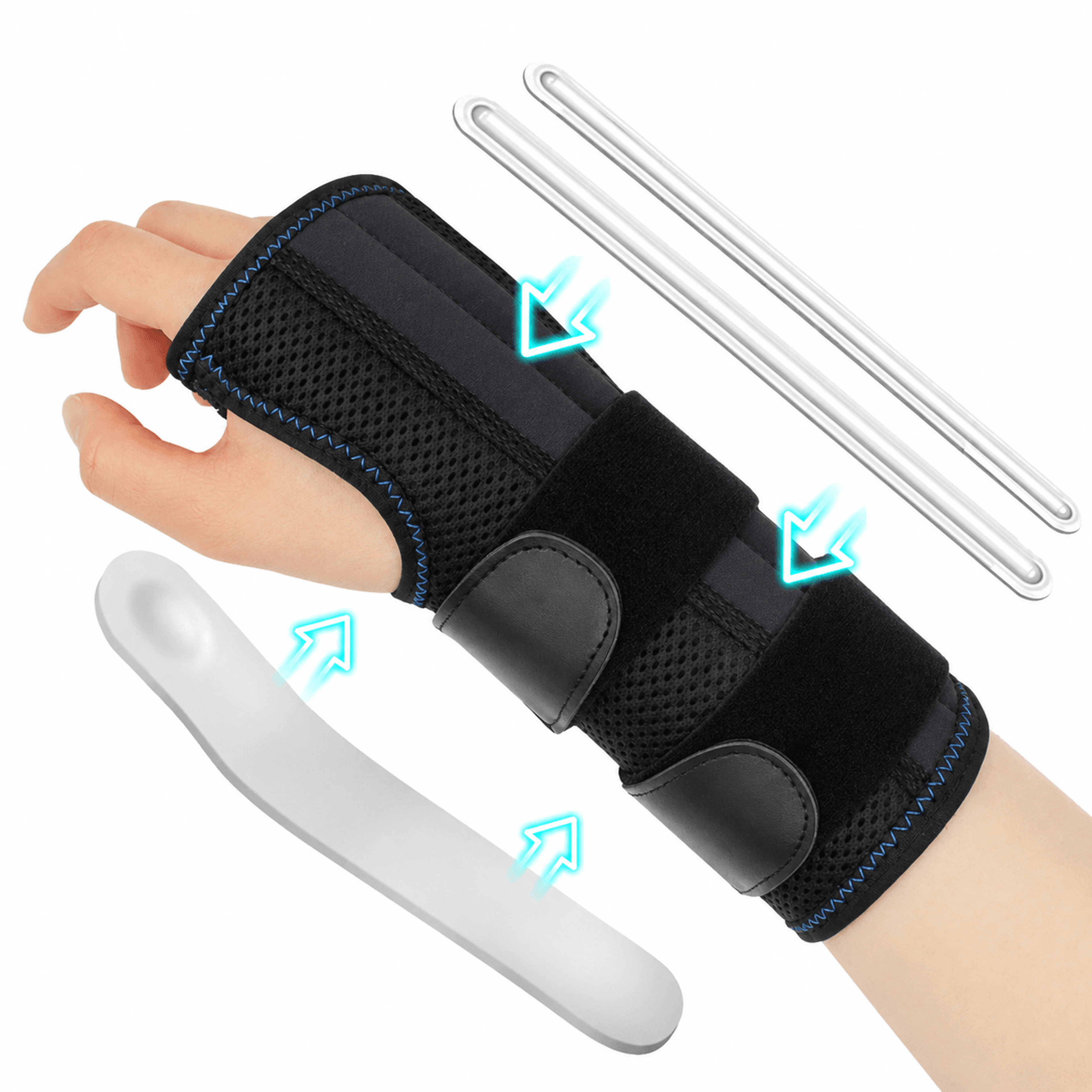 1pc adjustable wrist brace for carpal tunnel relief – night wrist support splint with 3 metal stays for left or right h