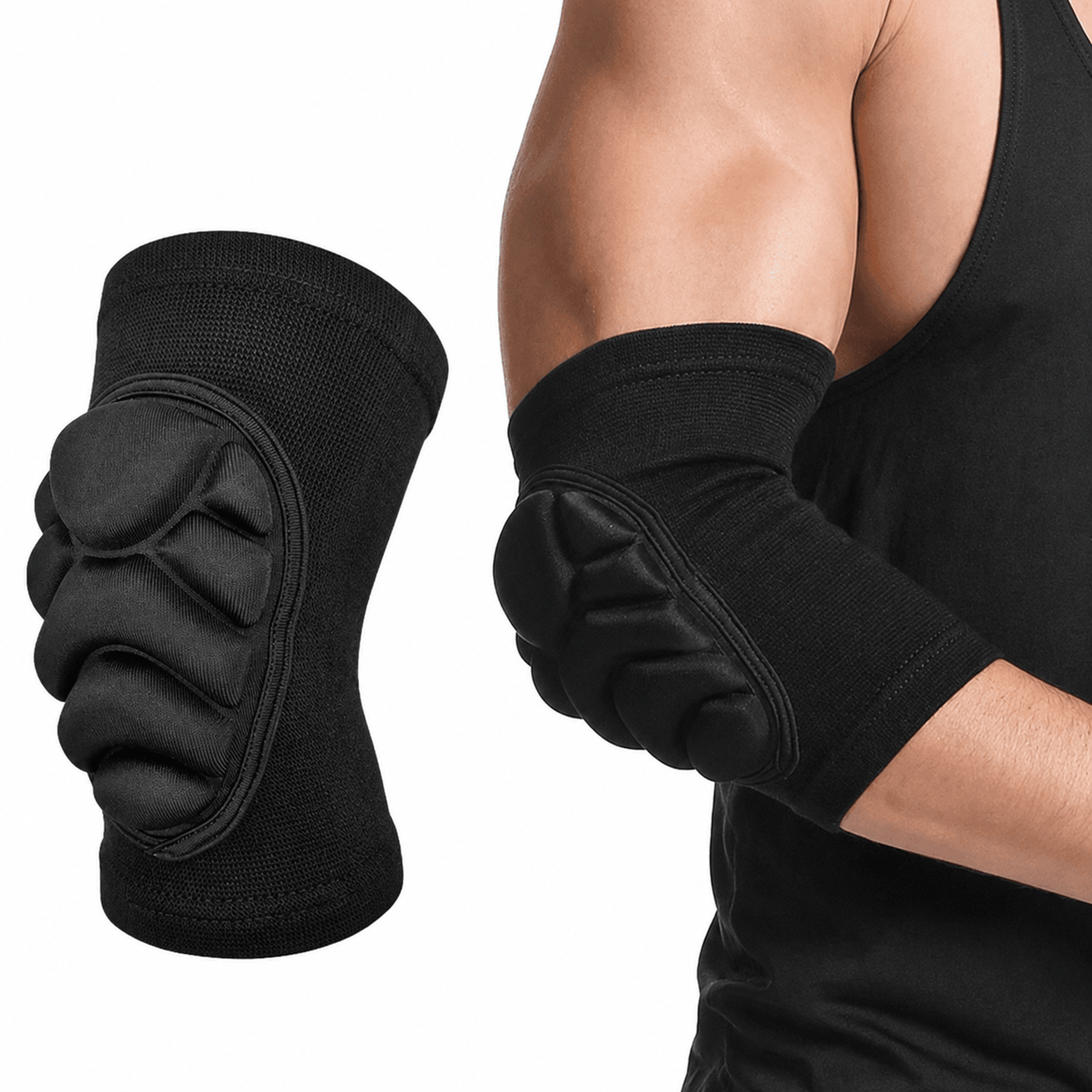 1 pair sports elbow pads compression sleeves – sponge elbow support braces for volleyball, basketball, tennis & football