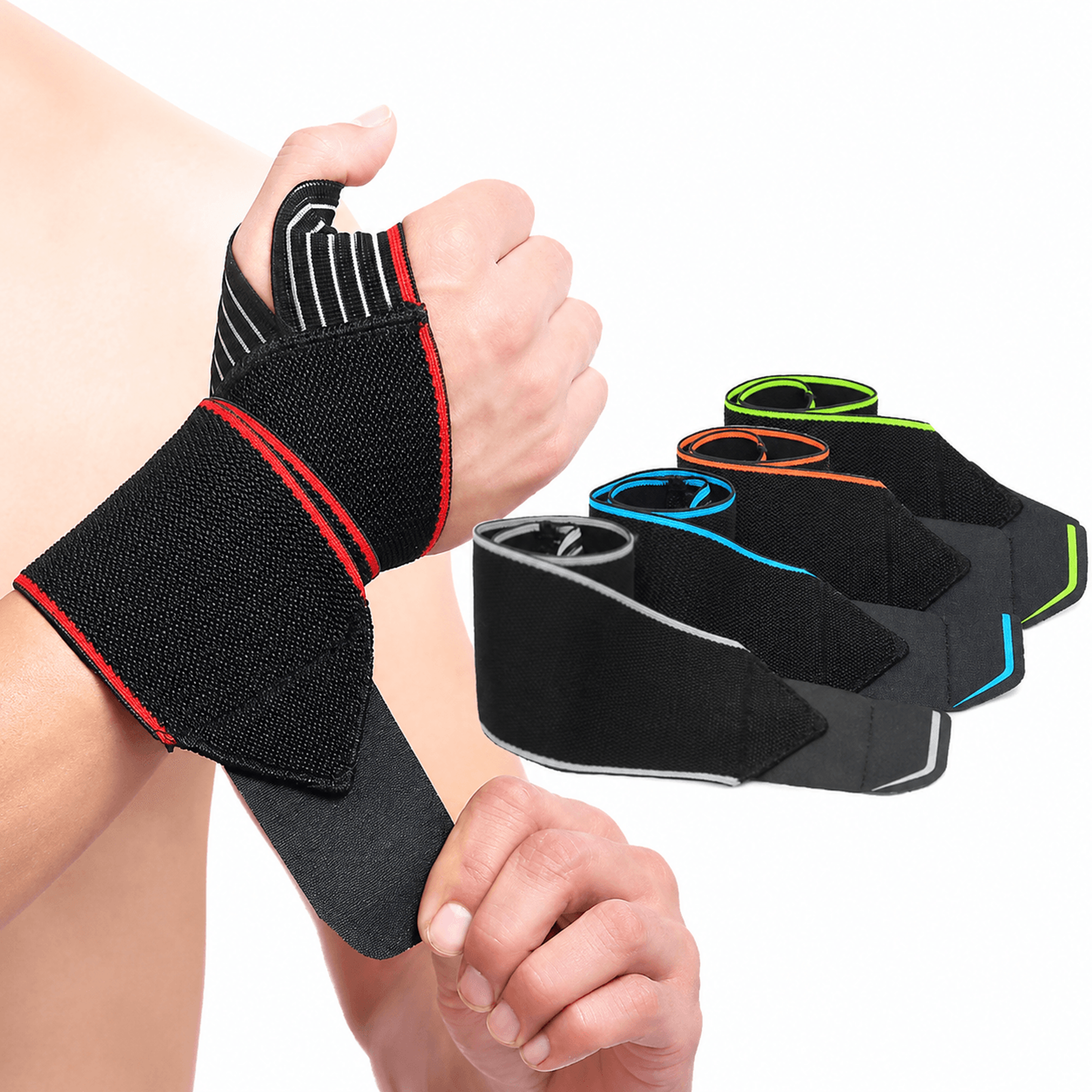 1 pair adjustable wrist support wraps – elastic compression wrist brace straps for gym, crossfit & powerlifting