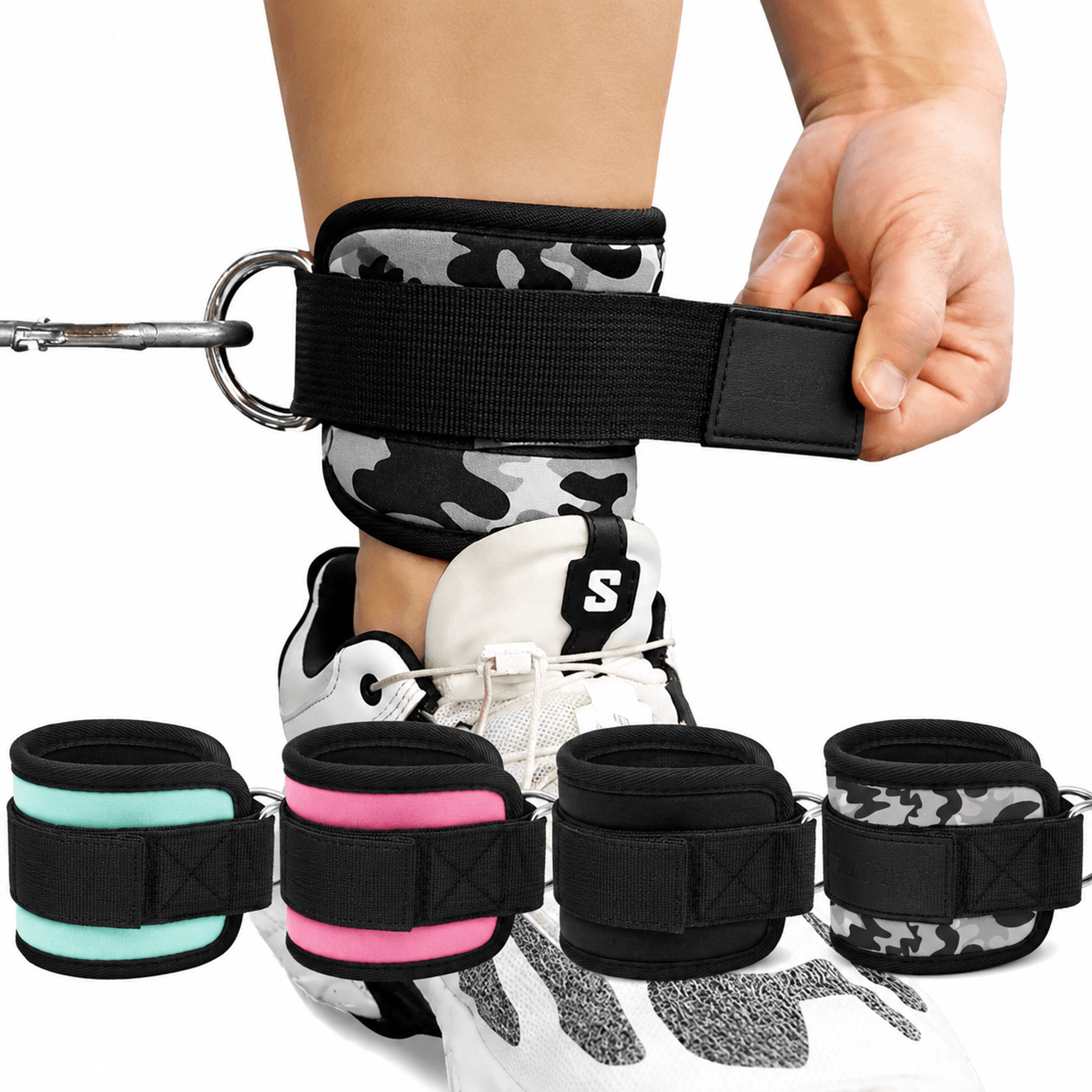 1pc adjustable ankle straps for cable machine – padded glute kickback & leg workout straps for men & women