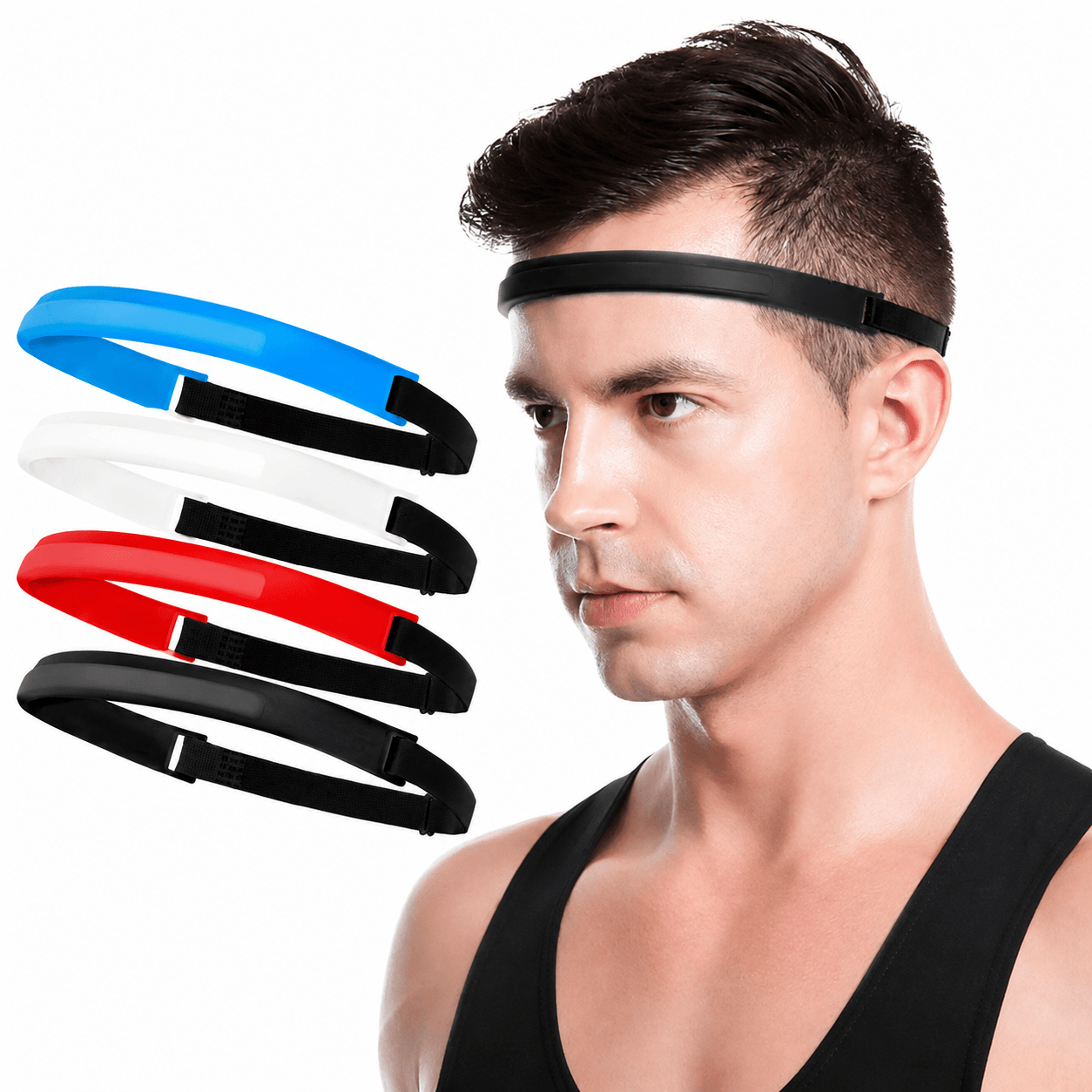 adjustable silicone sweat headband – elastic sports sweat band for running, cycling, yoga, tennis & fitness