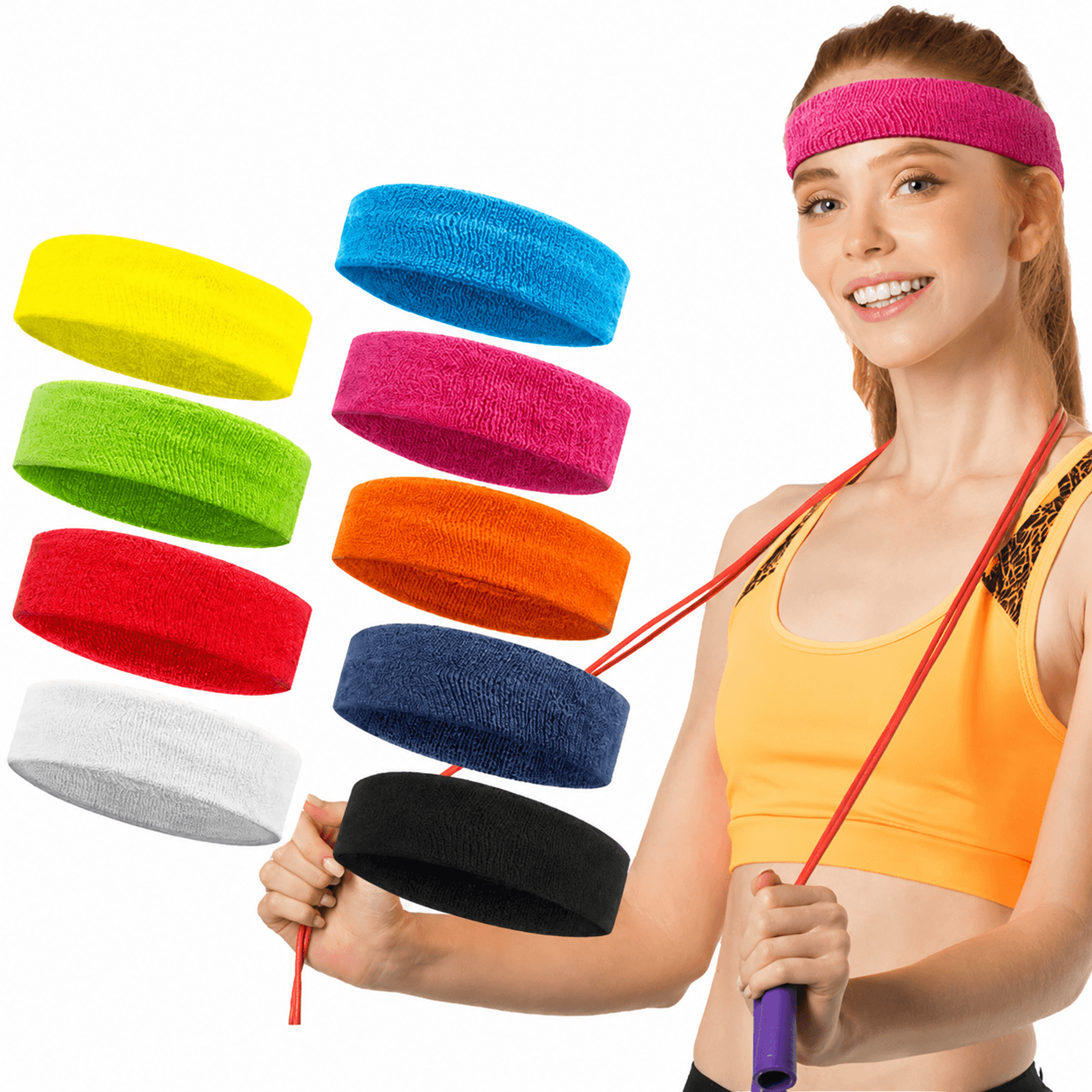 1pc cotton sports sweat headband – breathable moisture-wicking yoga hair band for men & women workout fitness