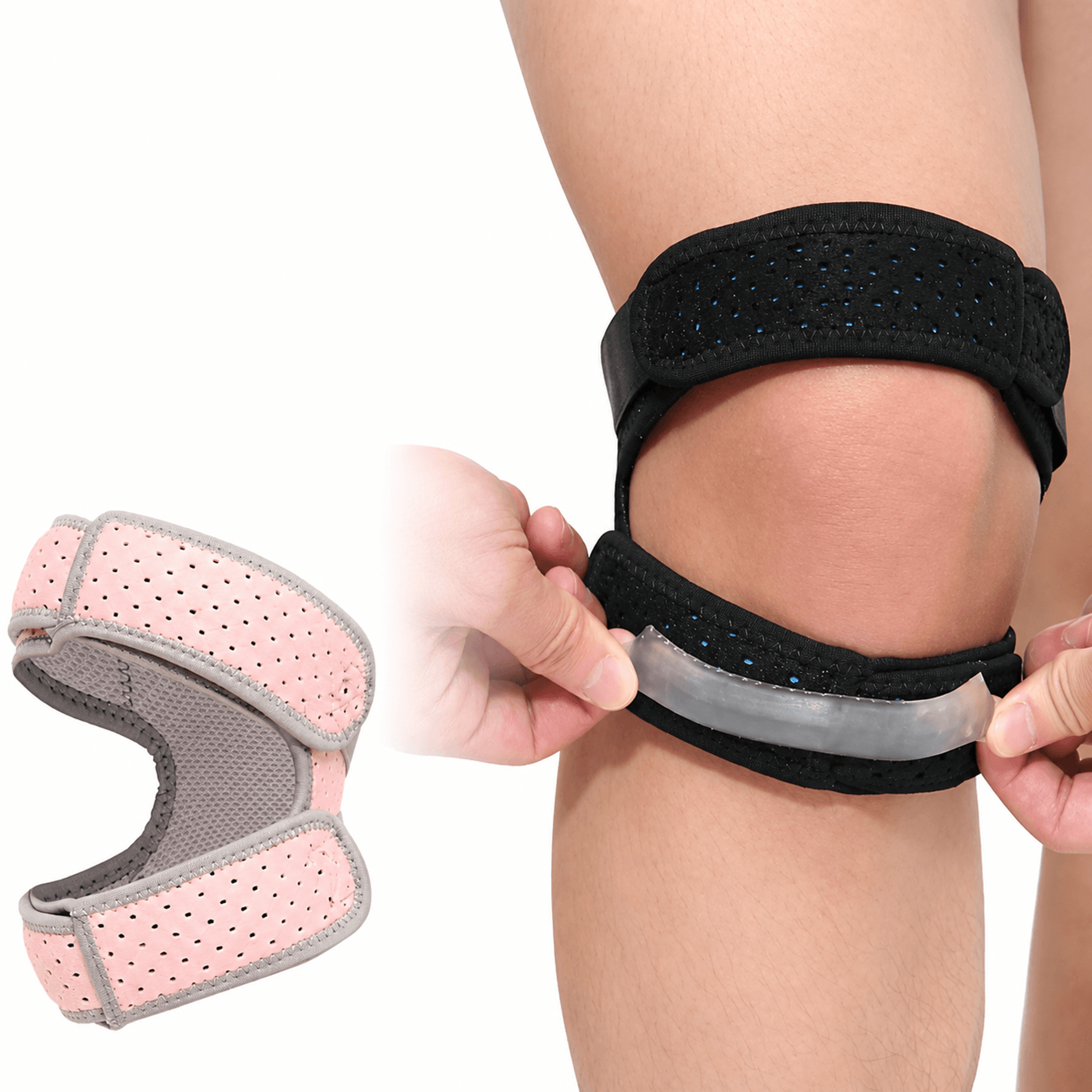 1pc adjustable patella knee strap with double compression pads – knee support brace for running, basketball & cycling