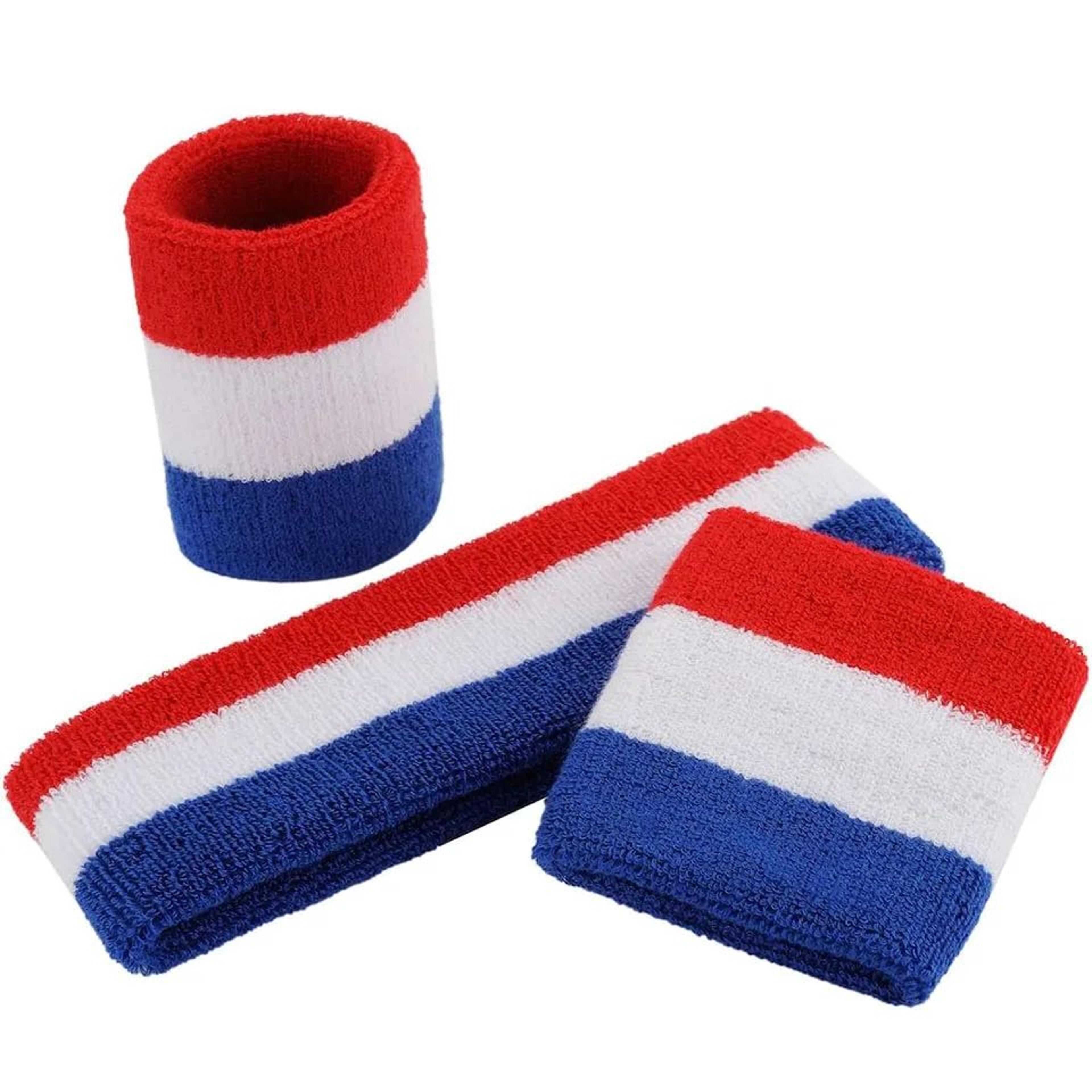 sports sweatband set – cotton headband & wristbands for men and women running basketball gym workout