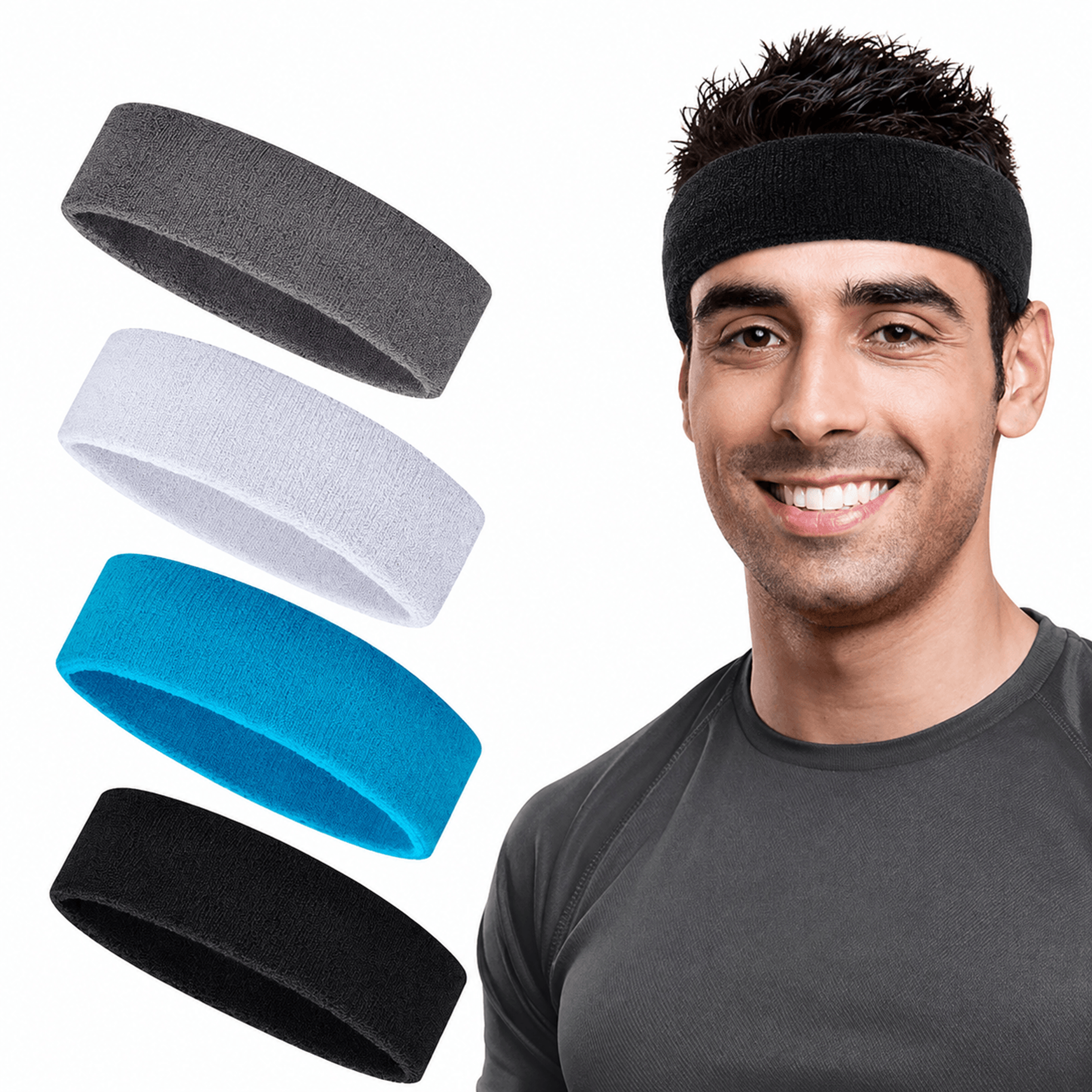 sports headbands – cotton sweat headband moisture wicking athletic headband for running, tennis & gym