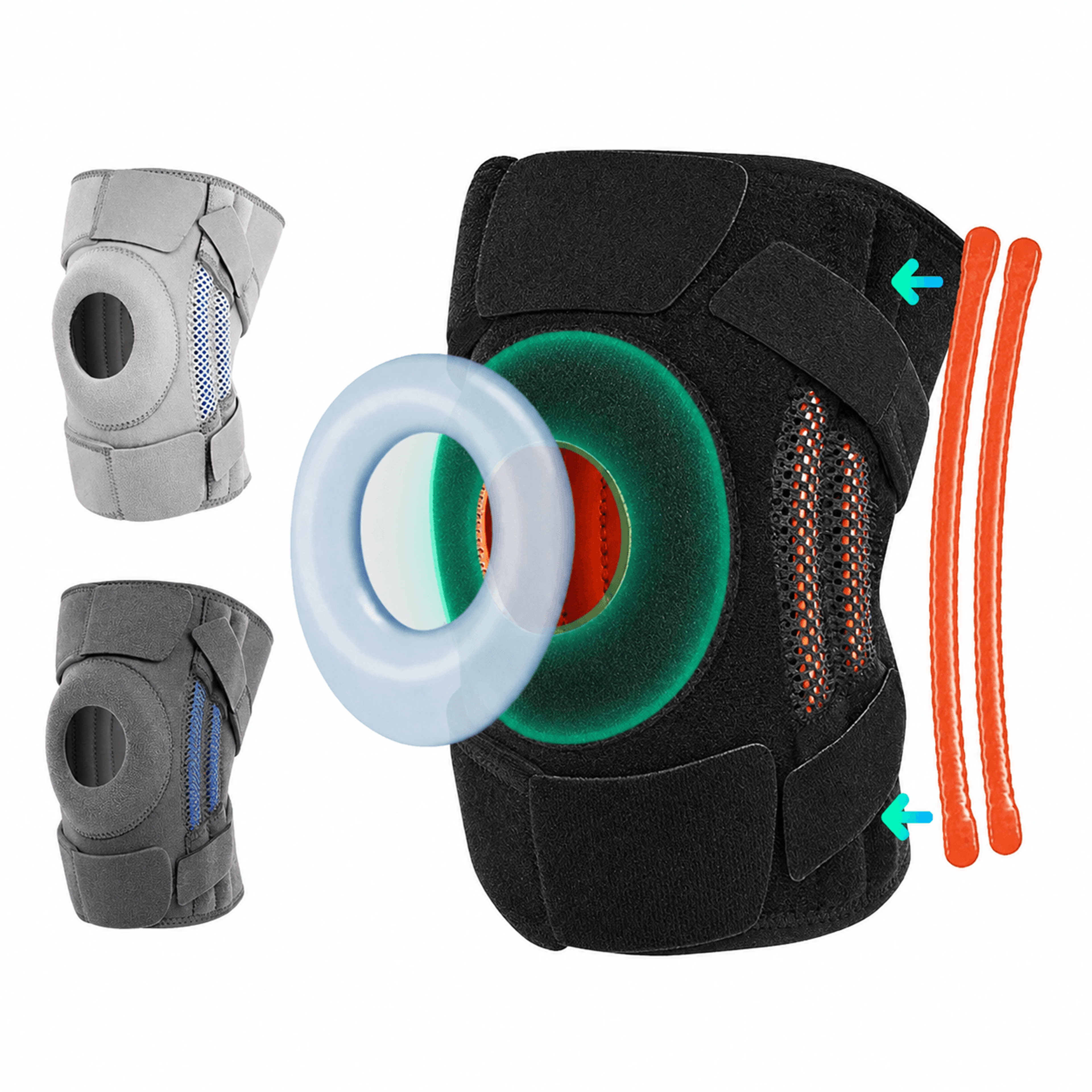 1pc adjustable knee brace with side stabilizers & patella gel pads – knee support brace for pain relief & recovery