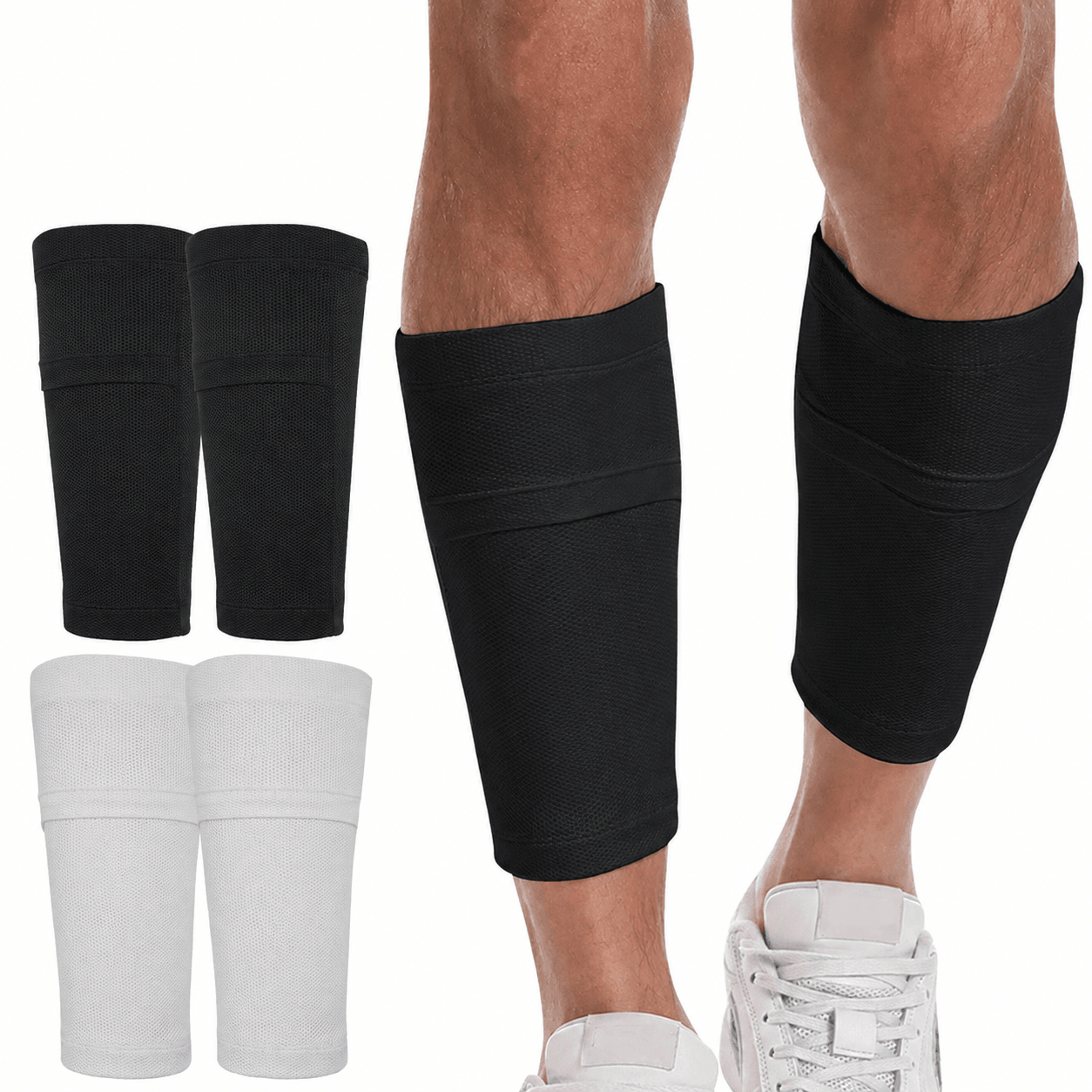 1 pair soccer shin guard sleeves – football shin guard socks with pocket calf compression leg protectors