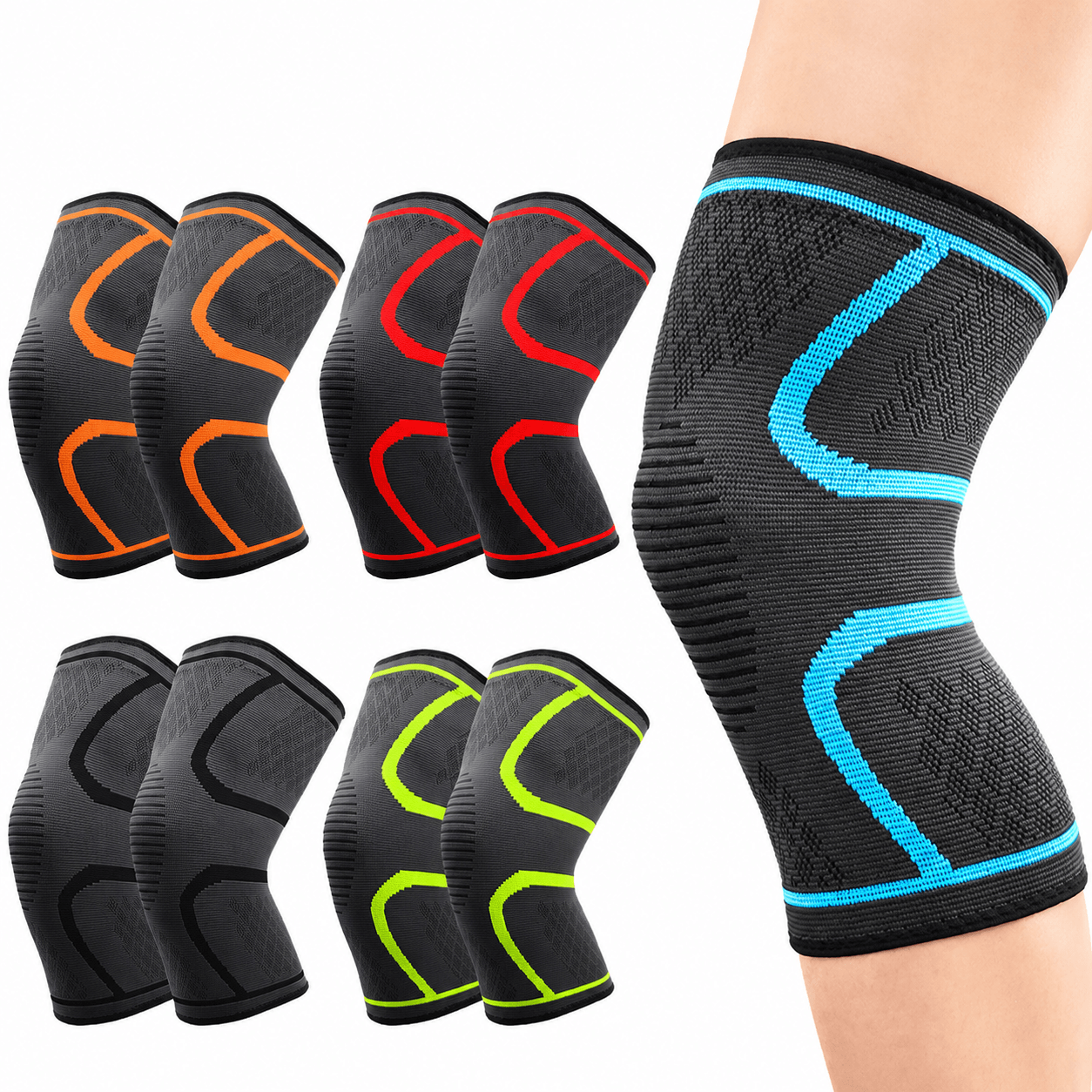 1 pair knee braces for knee pain – compression knee sleeve with silicone support for running, meniscus relief