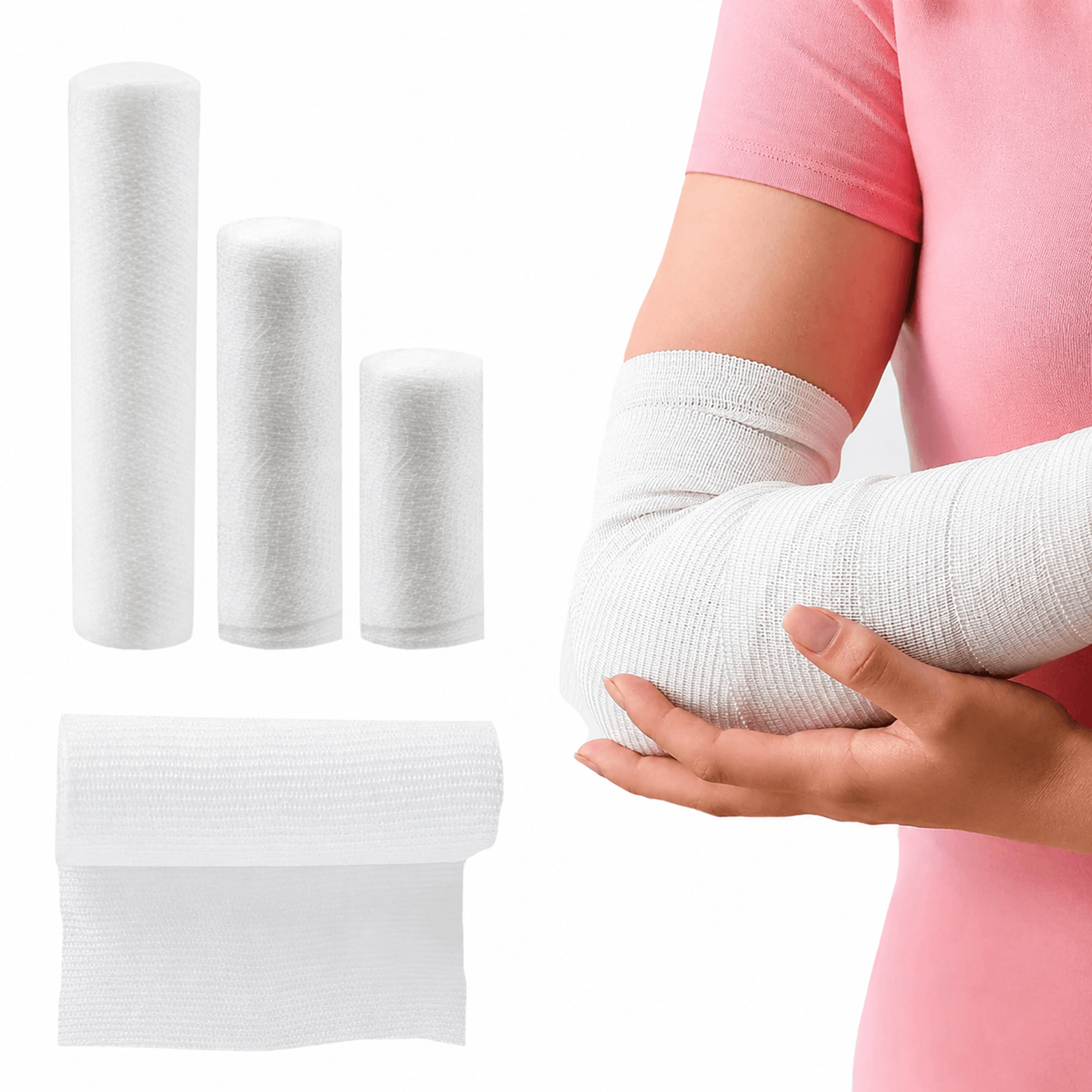 4 rolls premium stretch gauze bandage – soft woven wound dressing wrap for first aid, medical support & injury care