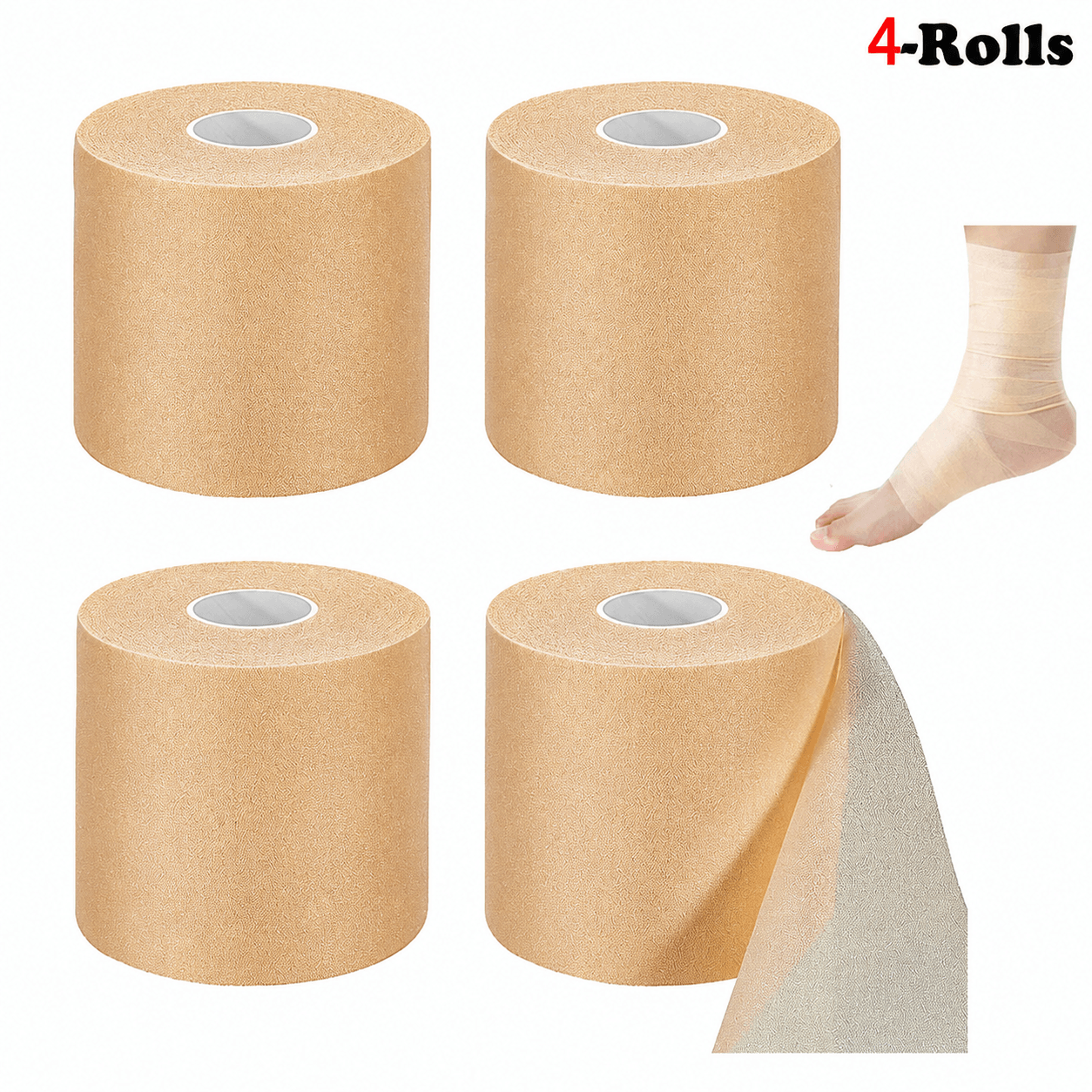 4pcs athletic pre wrap foam tape – sports pre wrap for ankles, wrists, knees & hands athletic tape underwrap protection