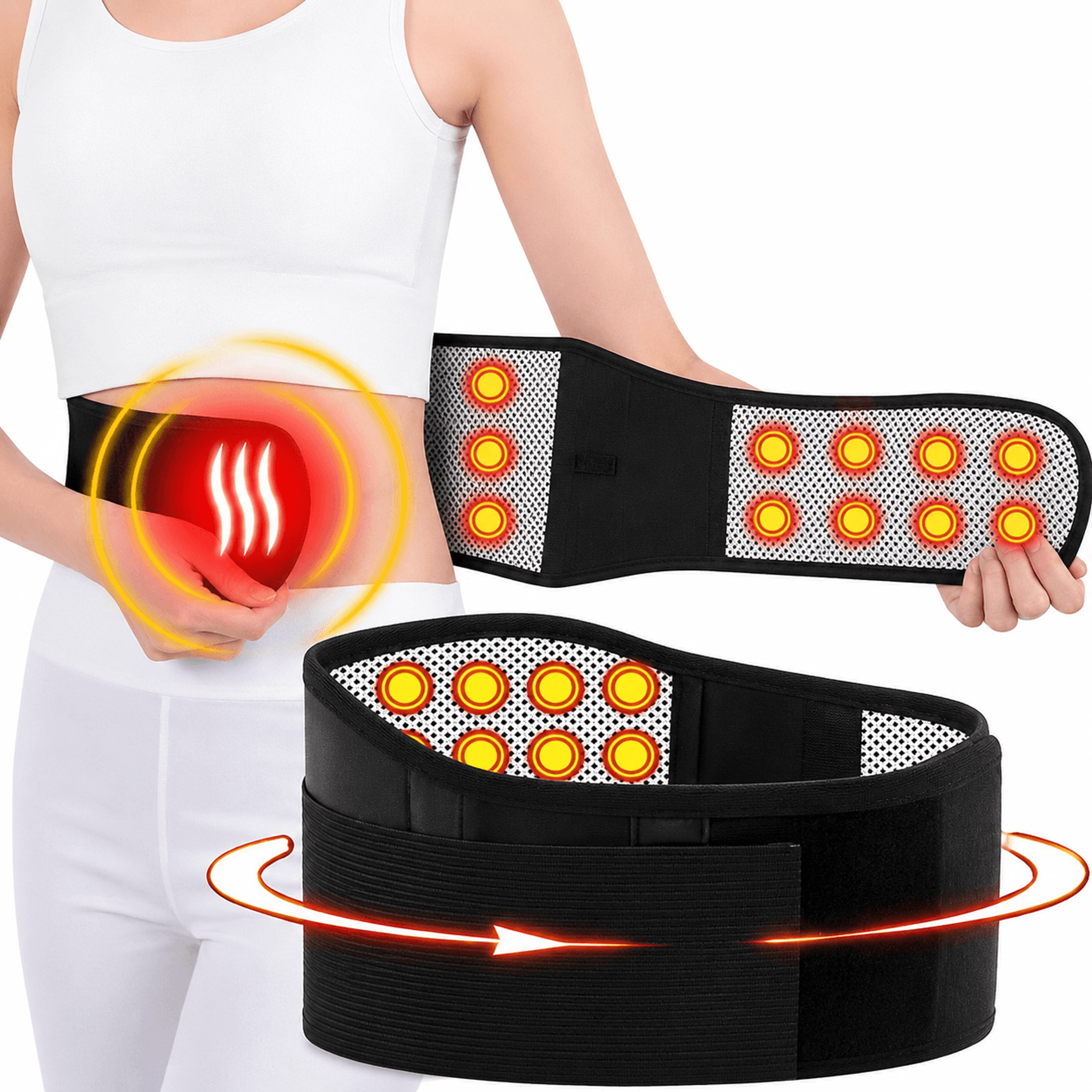 heating back brace for lower back pain relief – adjustable magnetic therapy lumbar support belt with heated waist wrap