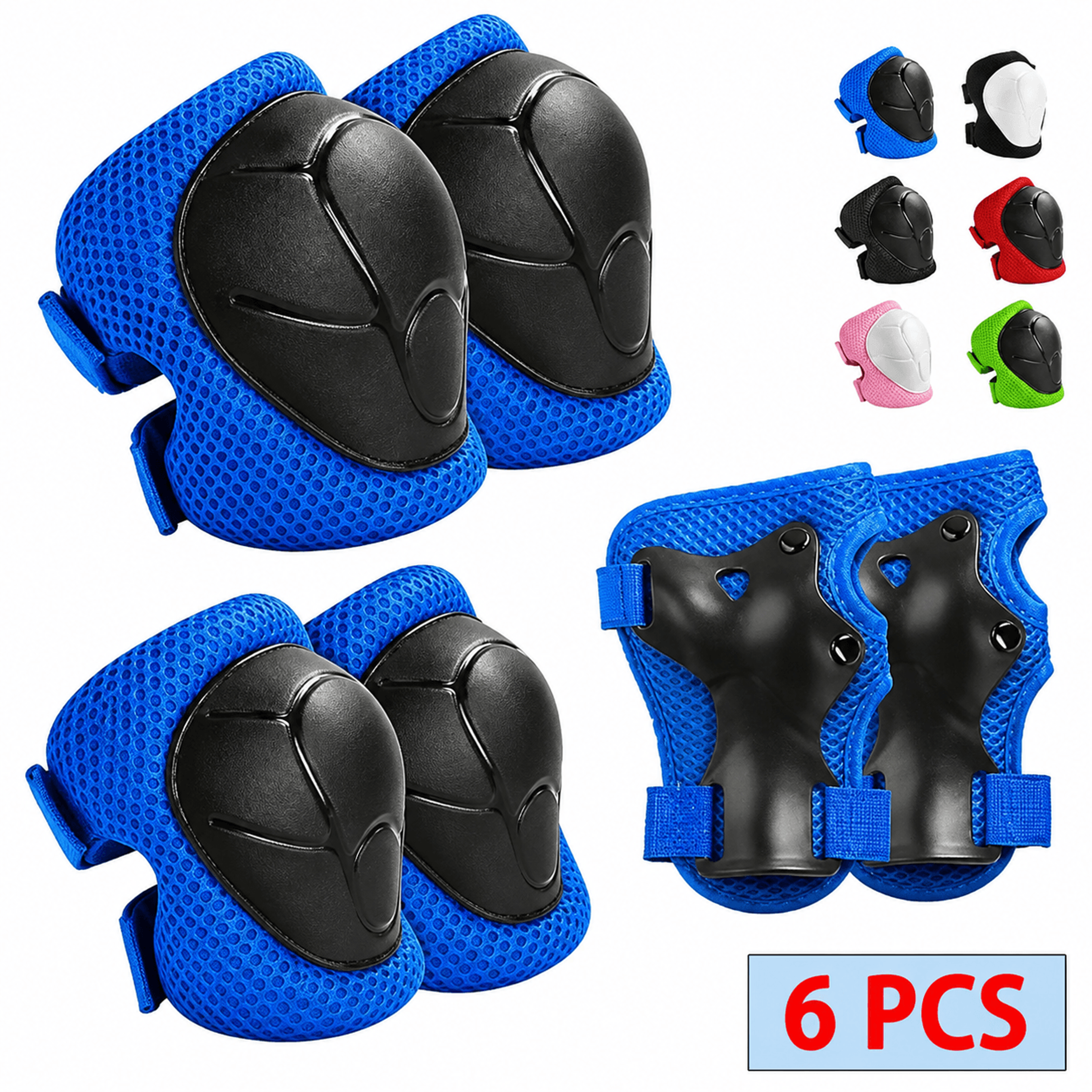 6pcs kids protective gear set – adjustable knee pads, elbow pads & wrist guards for skating, cycling & scooter riding