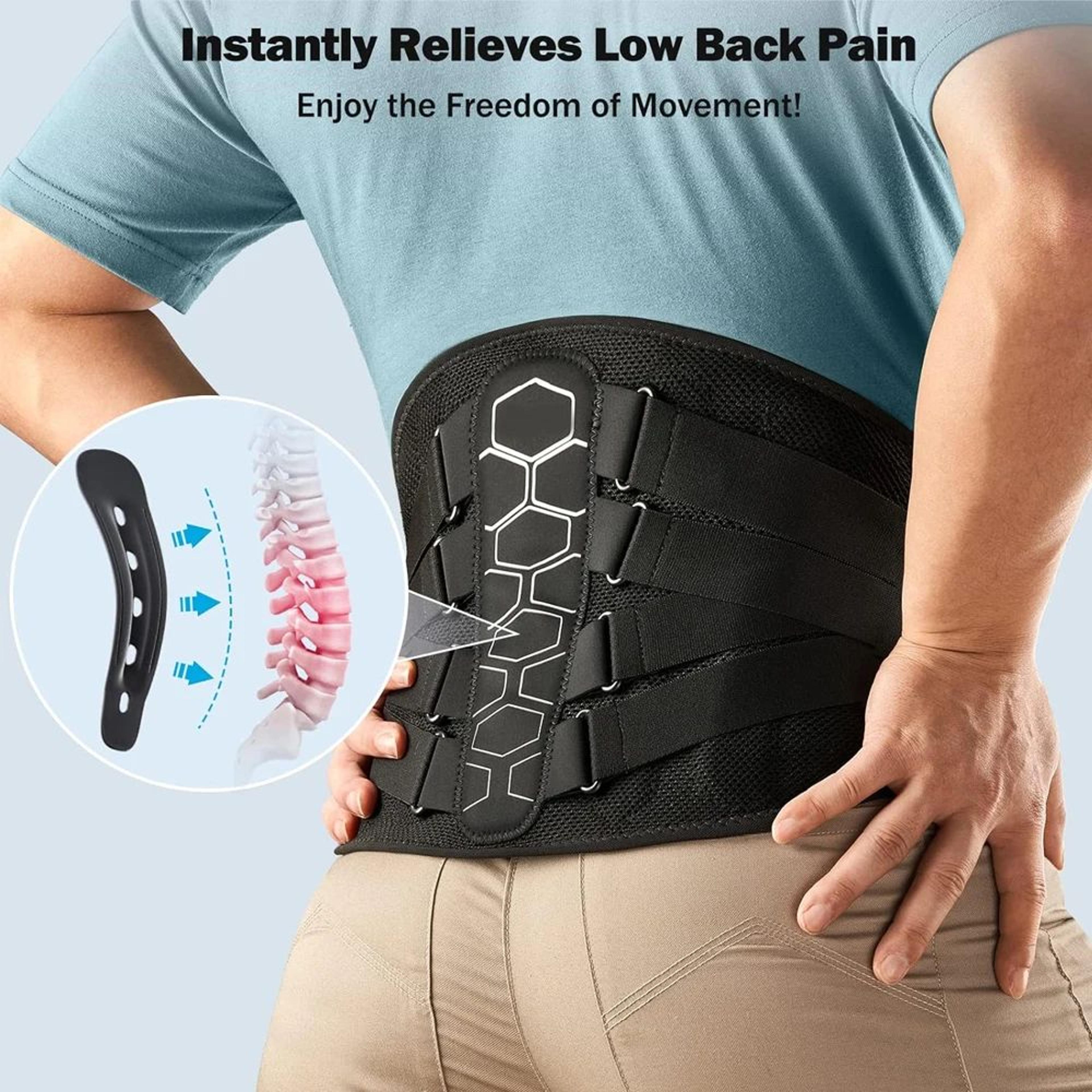 ergonomic lower back brace with 3d lumbar pad – adjustable back support belt for sciatica, herniated disc & pain relief