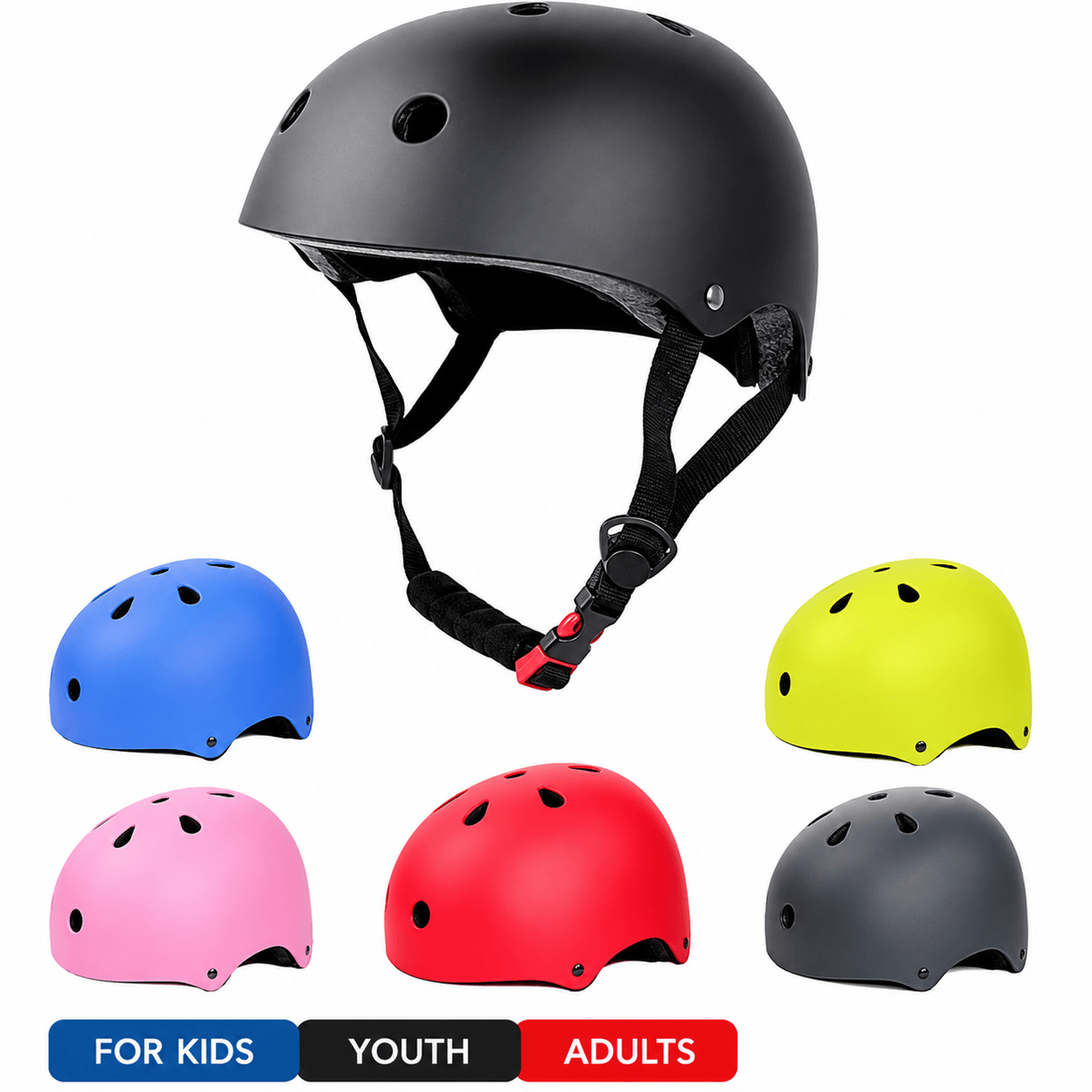 1pc adjustable multi-sport helmet – bike helmet for adults & kids, skateboard, scooter & roller skating safety