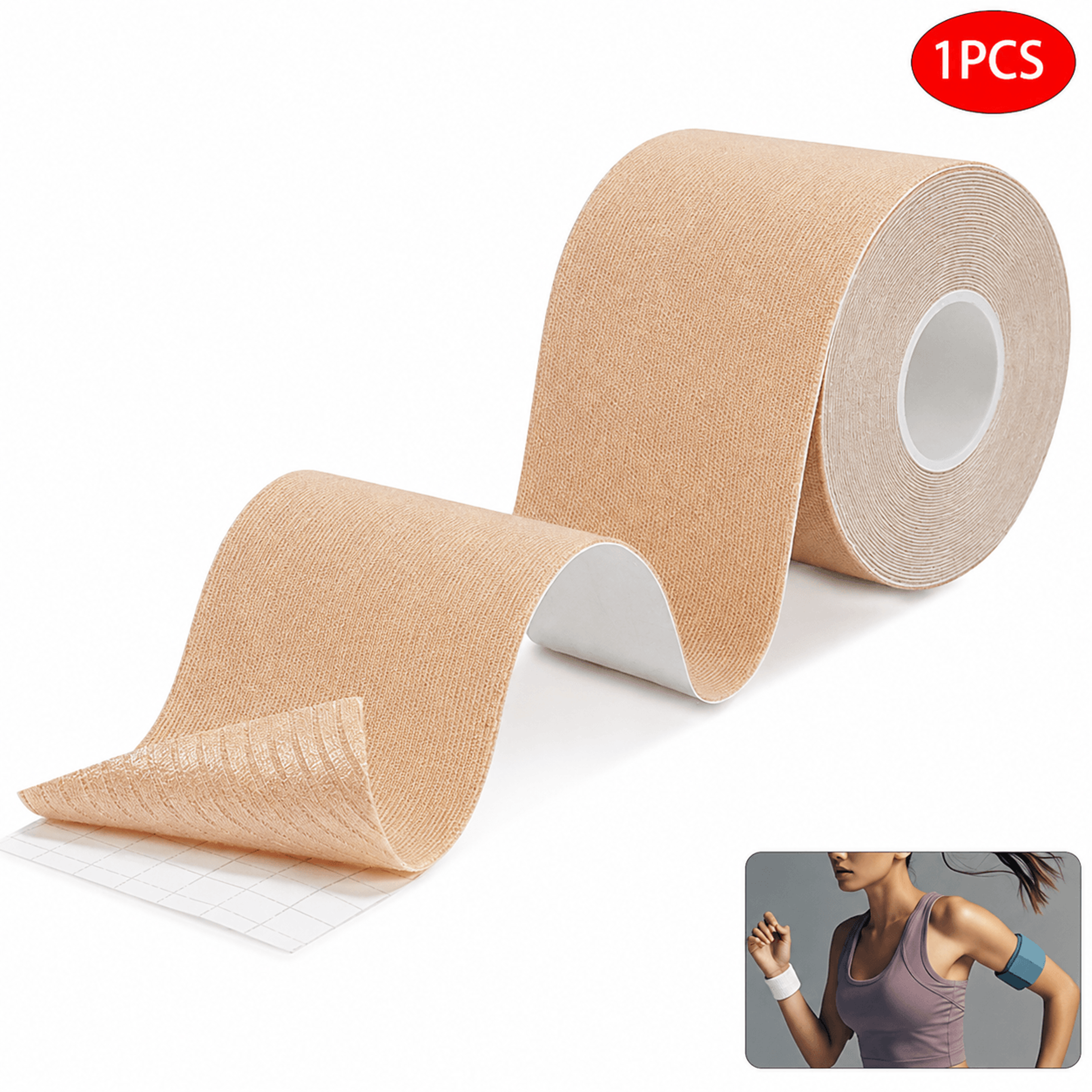 1 roll waterproof kinesiology tape – elastic athletic muscle support tape for pain relief, sports recovery & joint stabi
