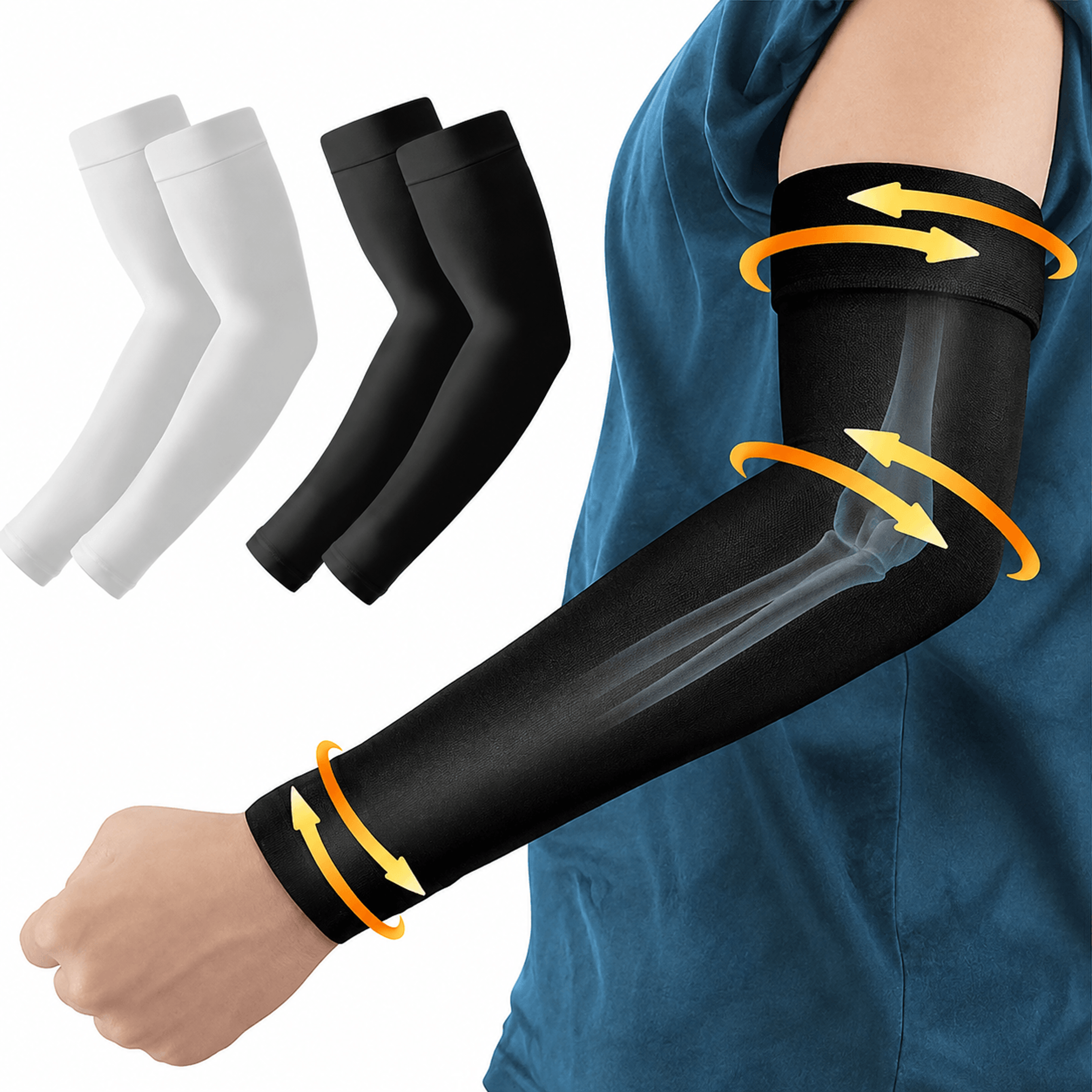 1 pair 20-30 mmhg compression arm sleeves – lymphedema compression sleeves for swelling relief, circulation & recovery