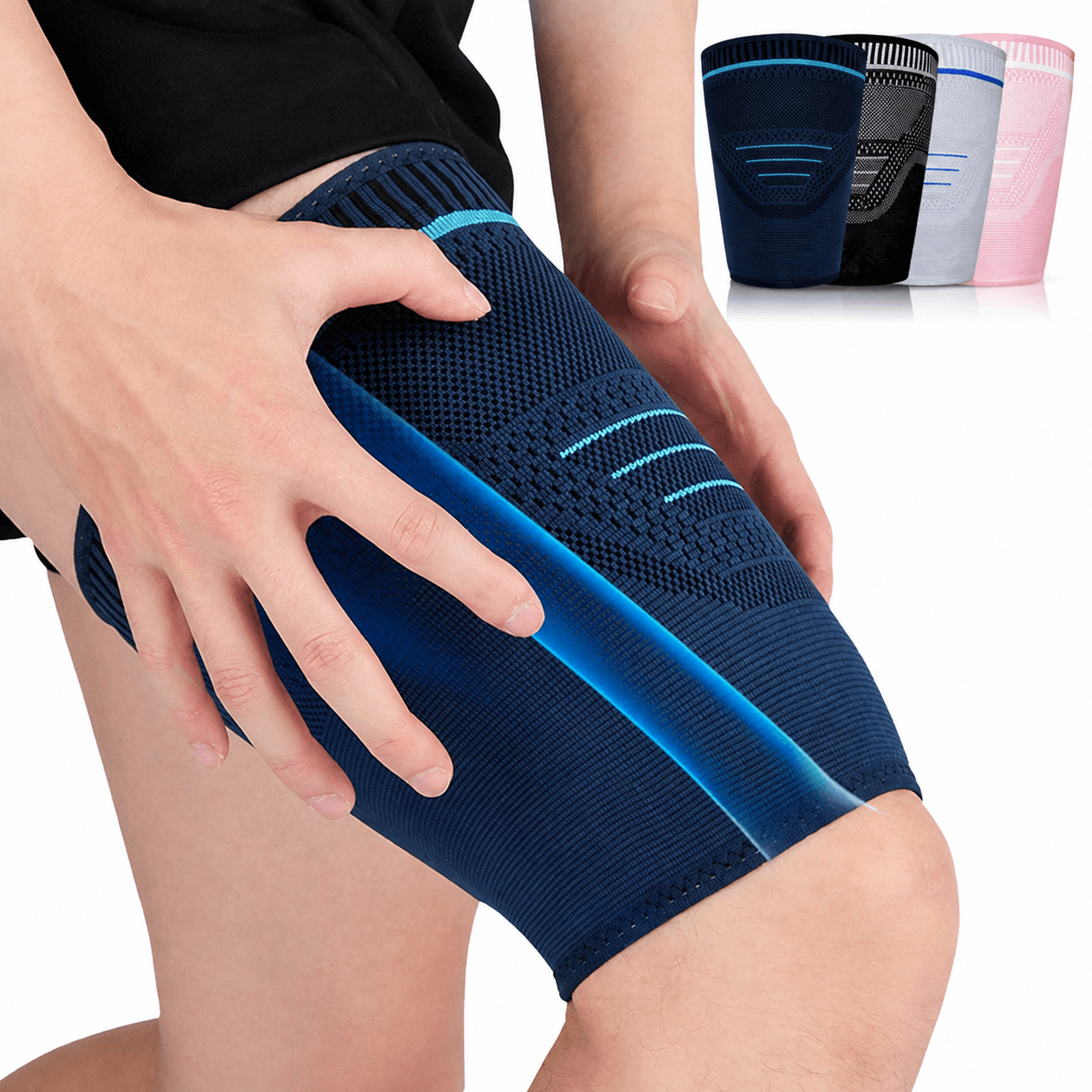 1pc thigh compression sleeve – quad & hamstring support leg sleeve for running, weightlifting, gym & muscle recovery