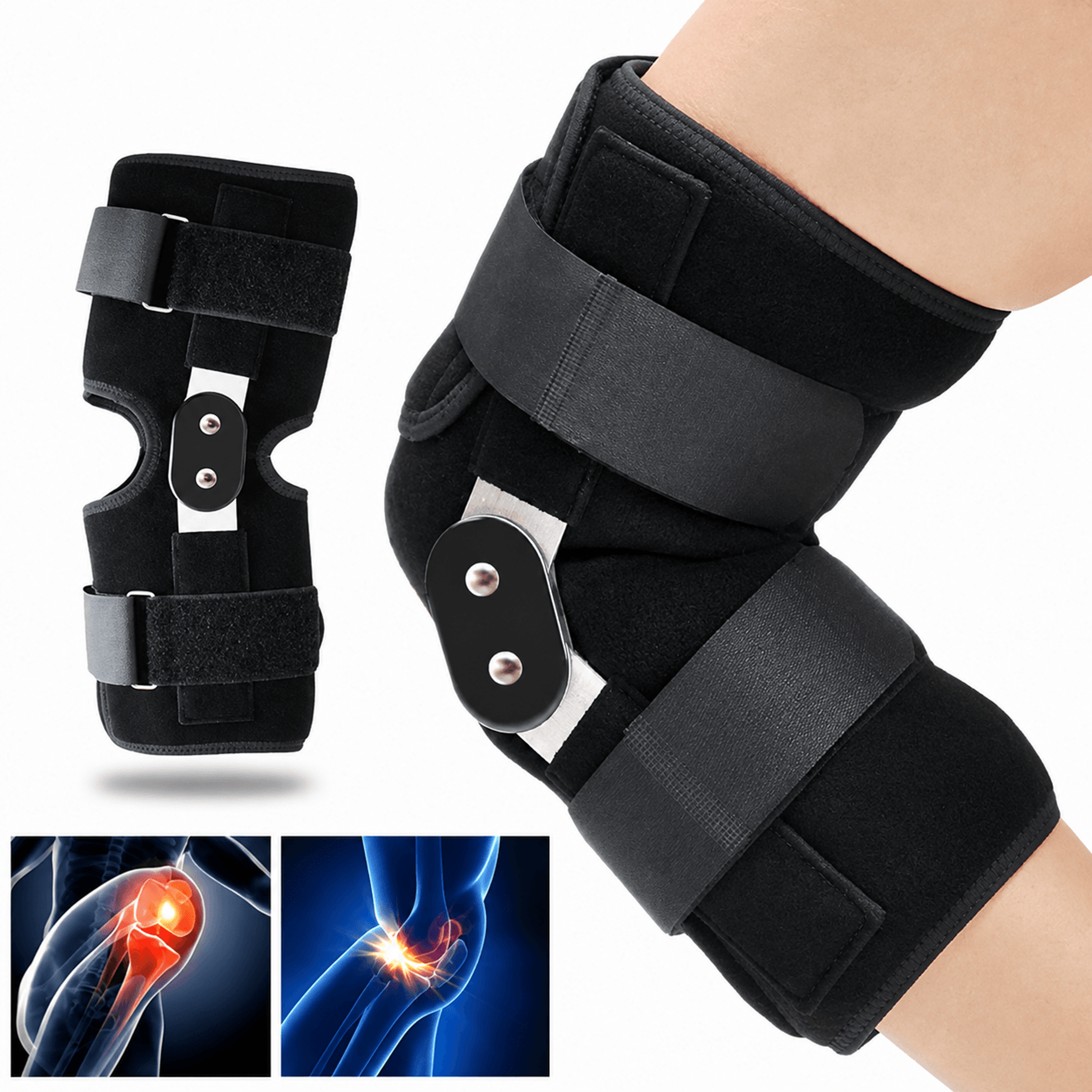 pro knee brace for meniscus & arthritis – adjustable open patella knee support with removable aluminum splints