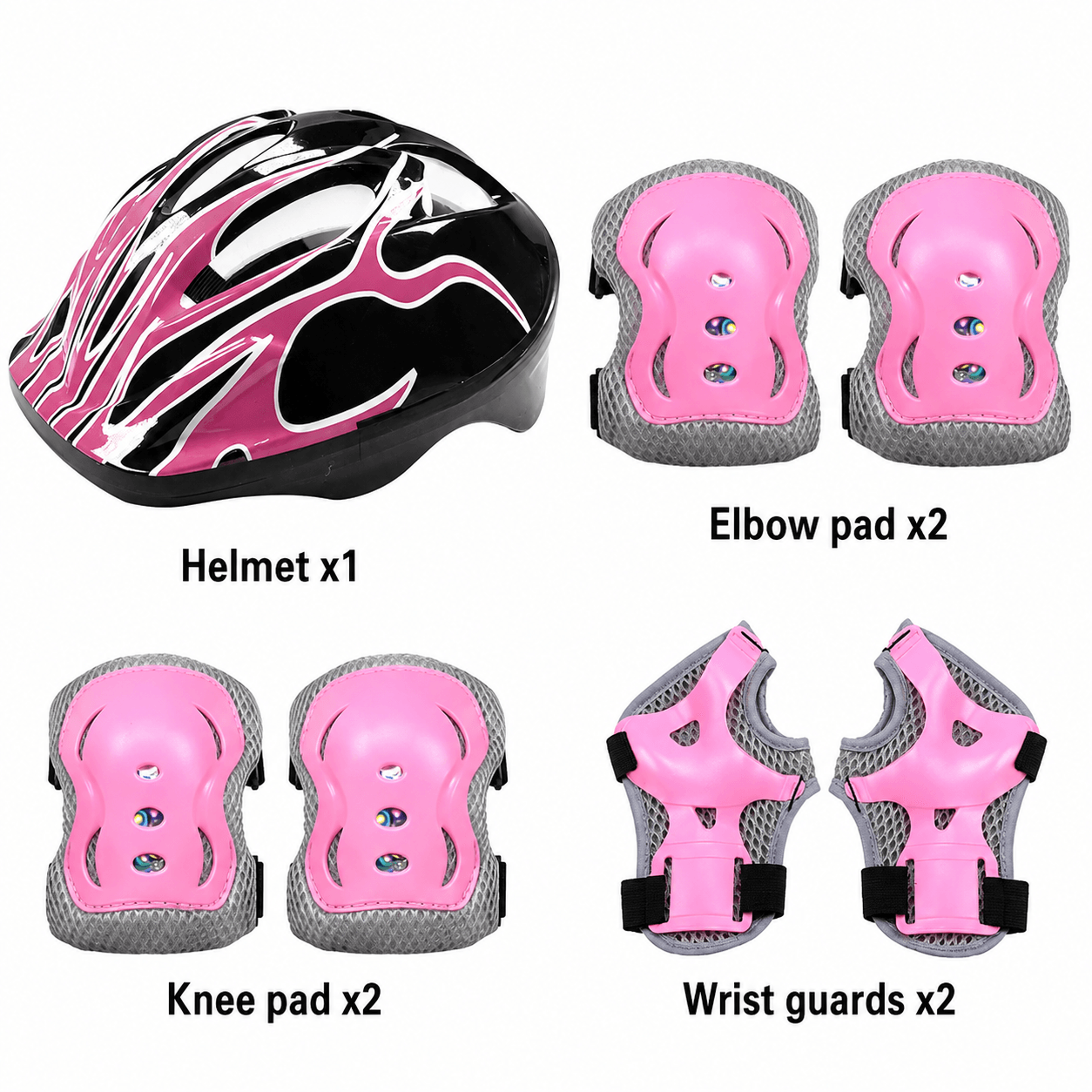 6pcs kids protective gear set – knee pads, elbow pads & wrist guards for cycling, skating, scooter & bike safety