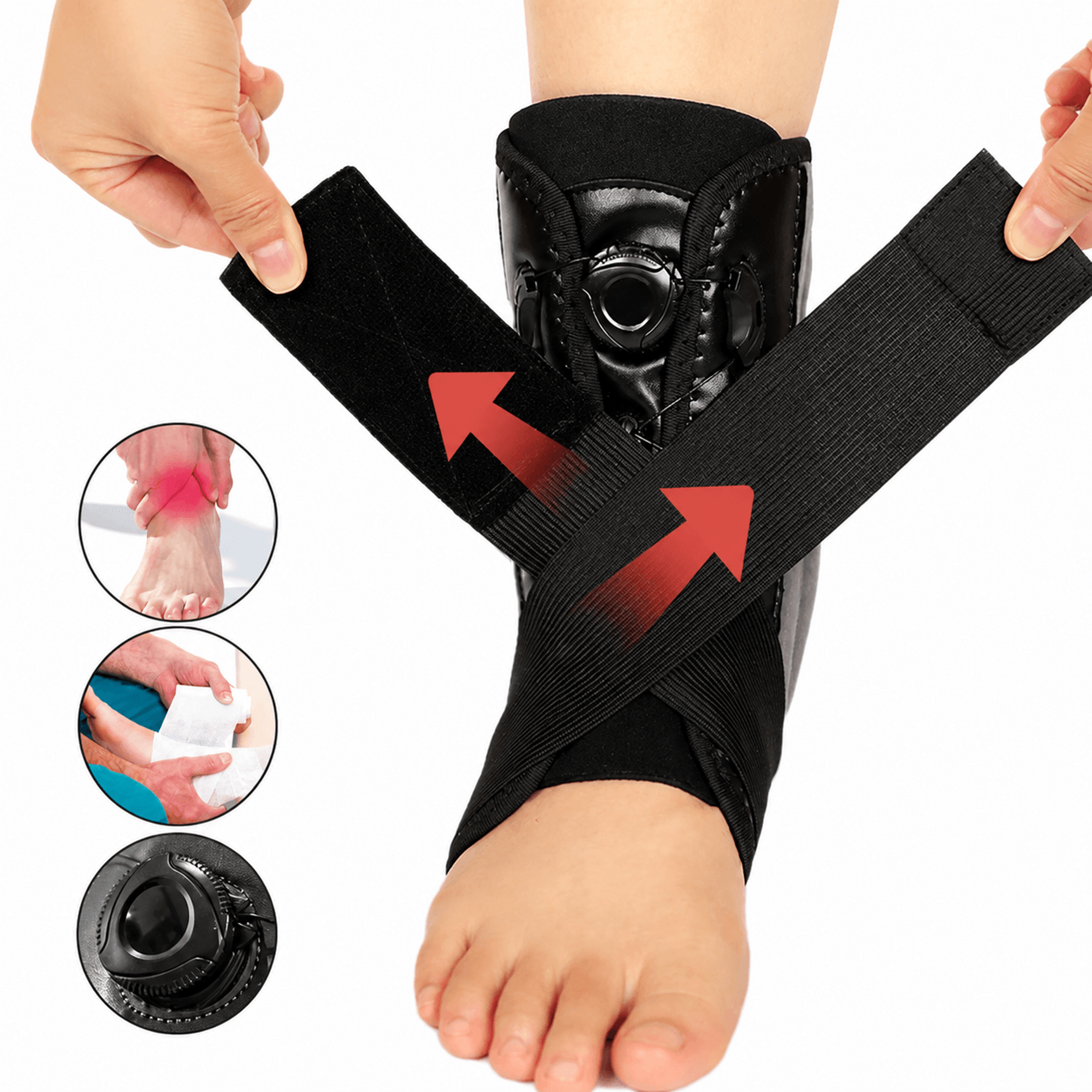 heavy-duty ankle brace with aluminum plates – adjustable lace-up ankle support for plantar fasciitis & injury recovery