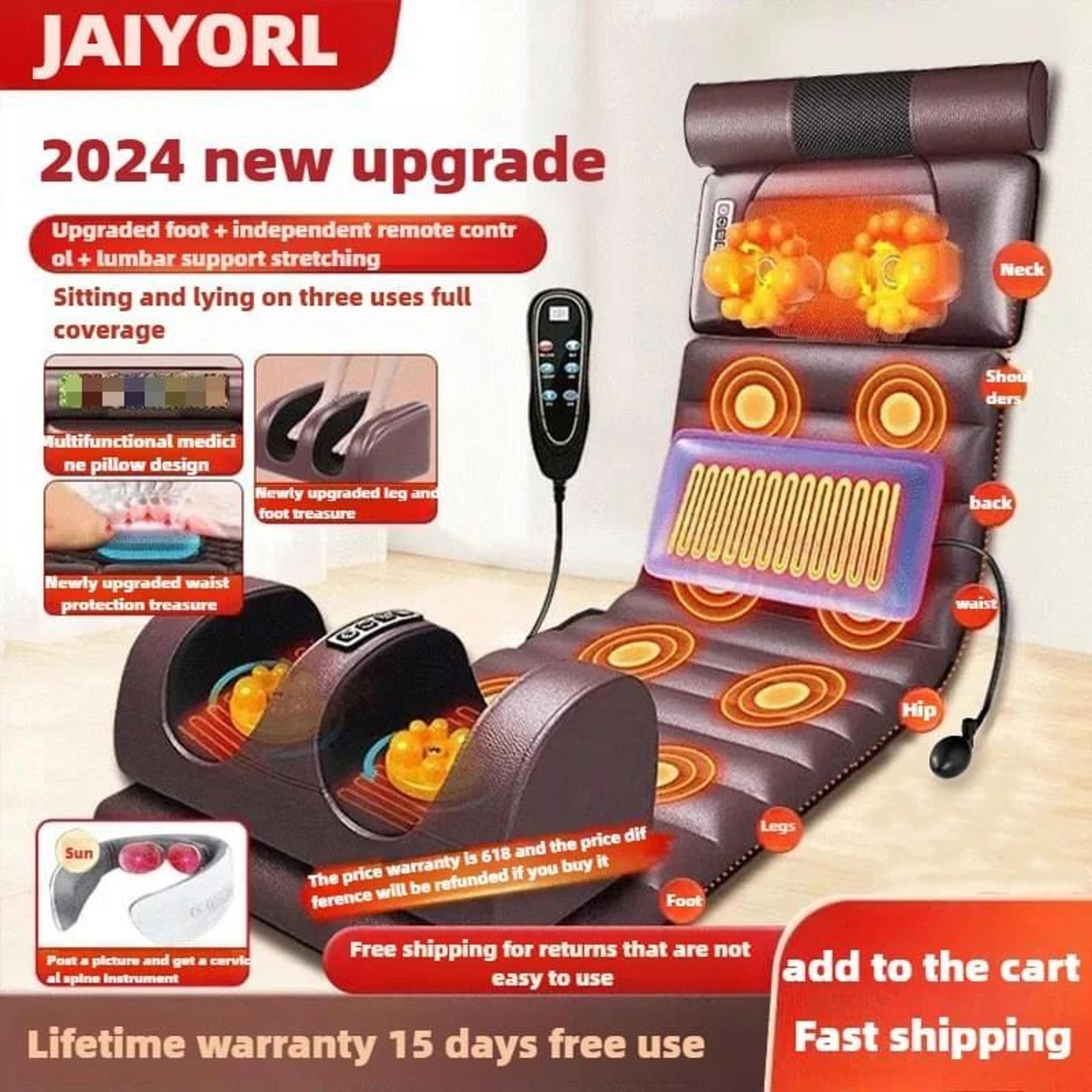 electric full body massage mattress with heat – heated massage pad with air compression, neck kneading & vibration