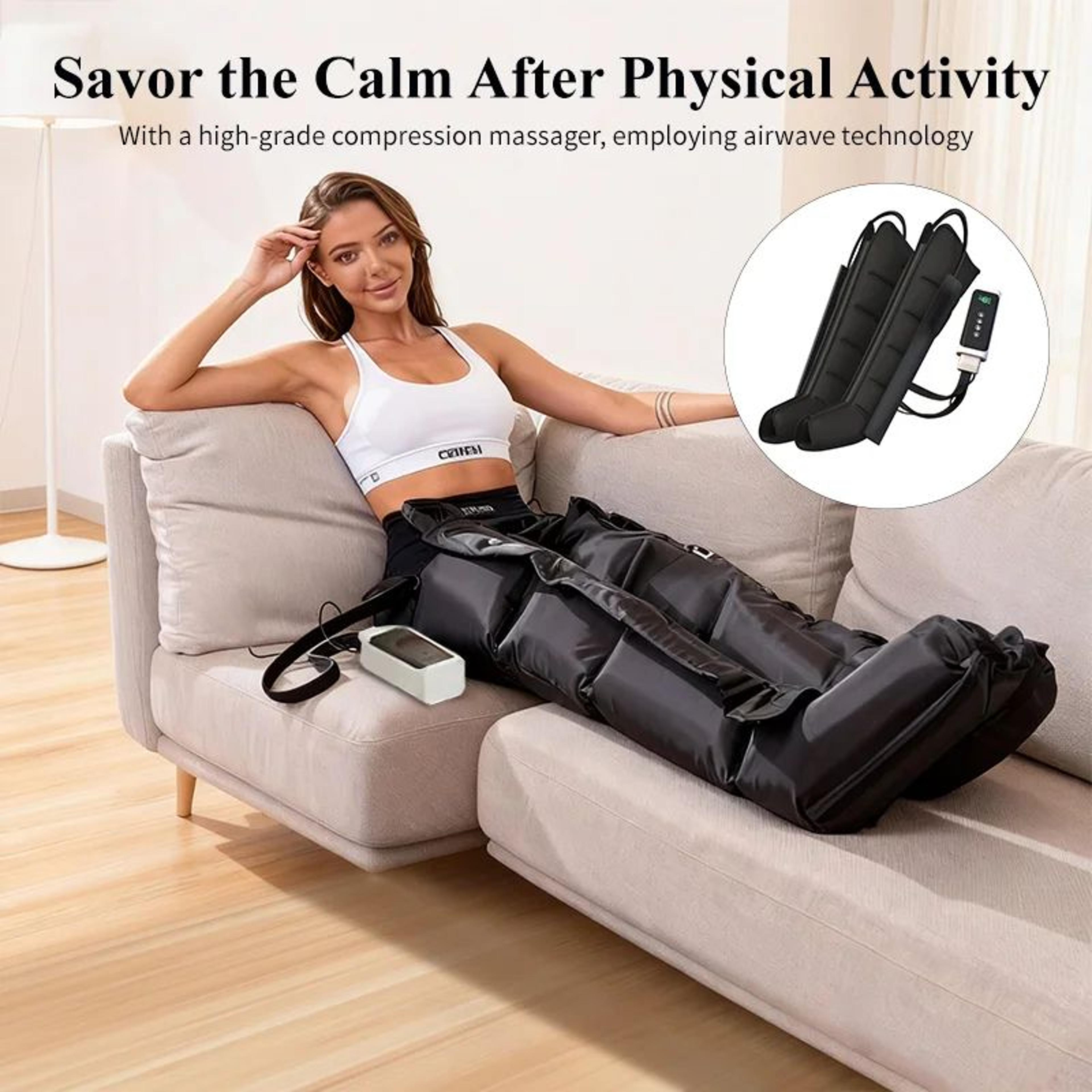 professional airwave leg massager – air compression foot & leg massage machine for pain relief, circulation & recovery