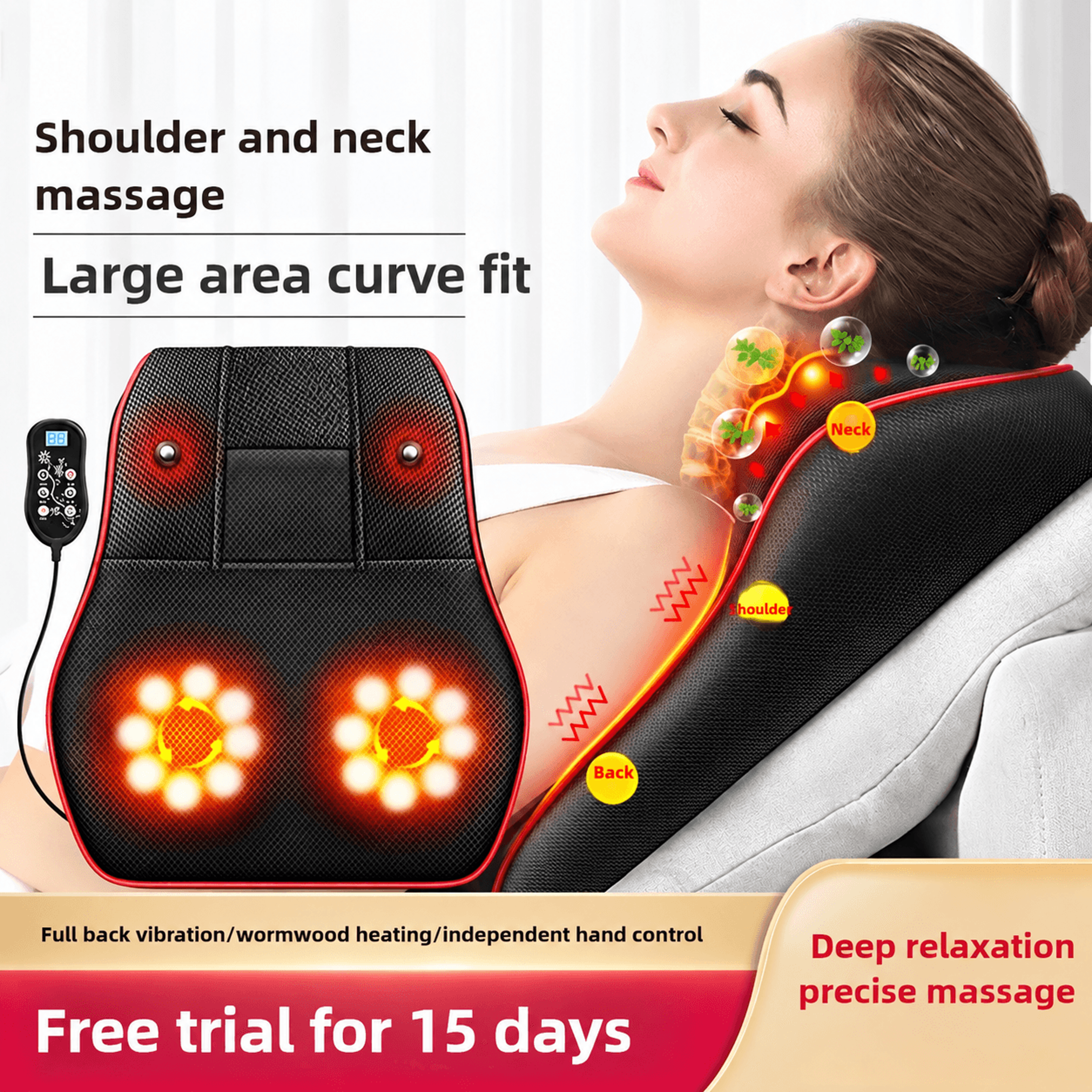 electric cervical neck massage pillow with airbag traction – heated shiatsu neck, back & waist massager with vibration