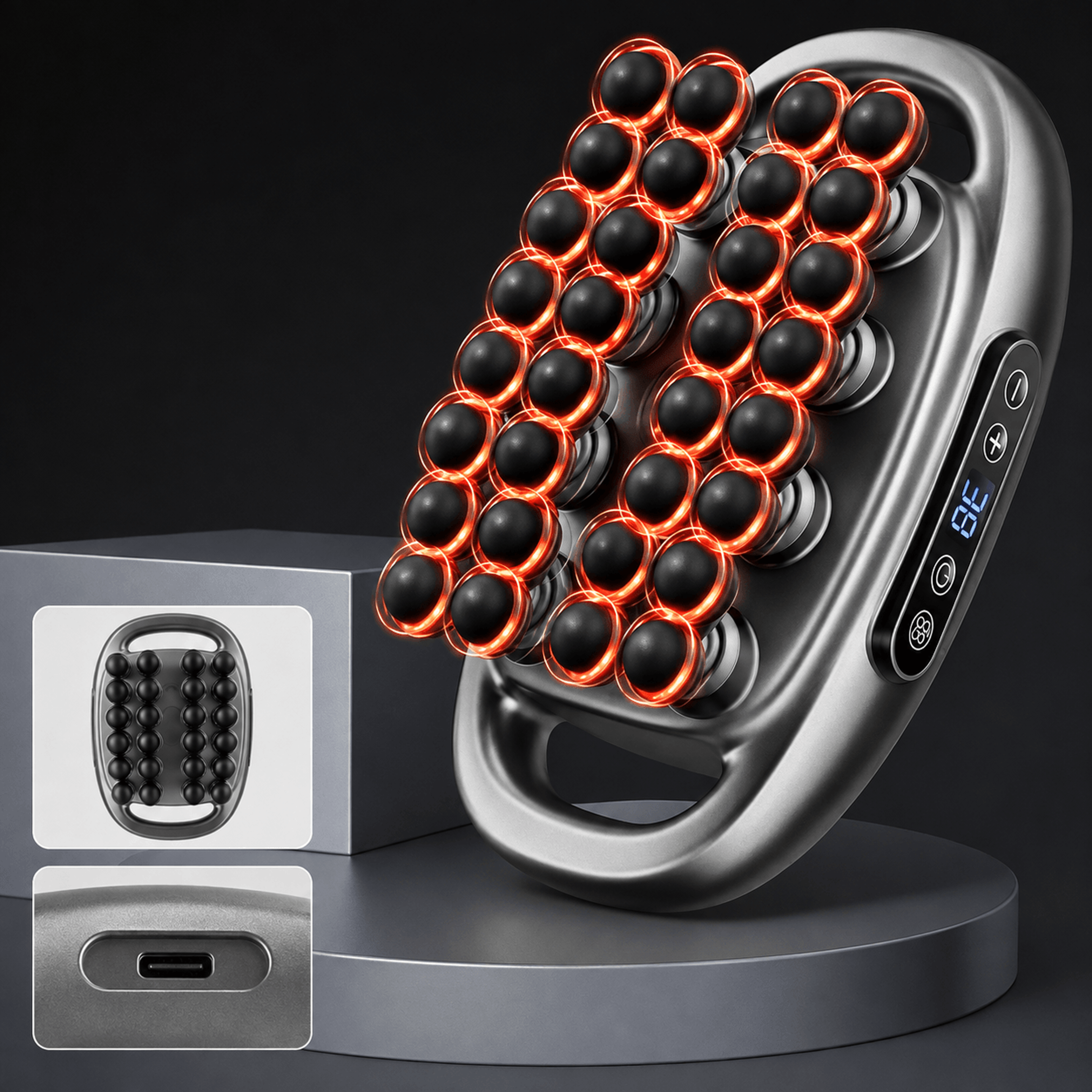 32-head deep tissue massage gun with red light therapy – wireless percussion muscle massager with ai smart control