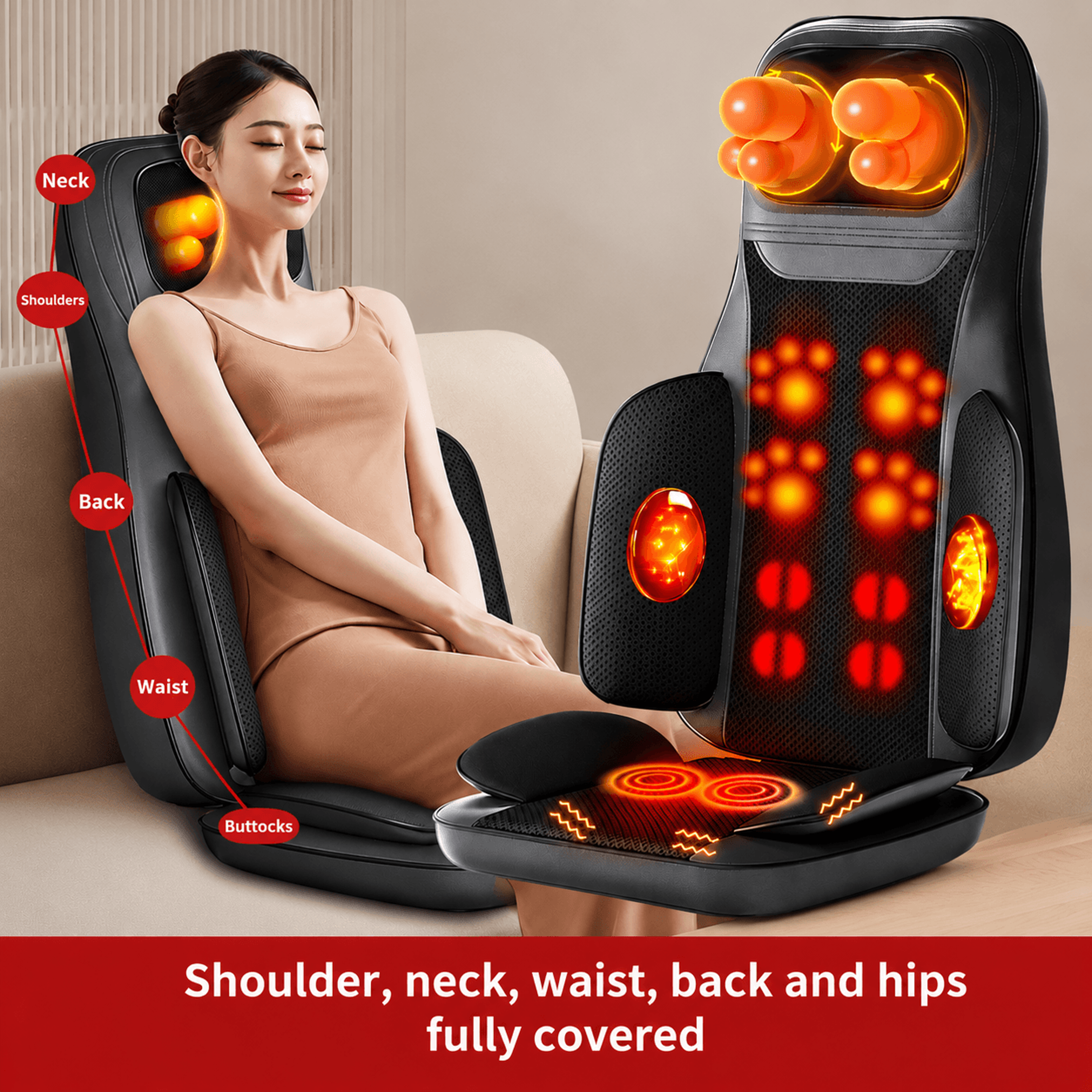 full body massage seat cushion with heat & vibration – heated back massage chair pad for home office car relaxation