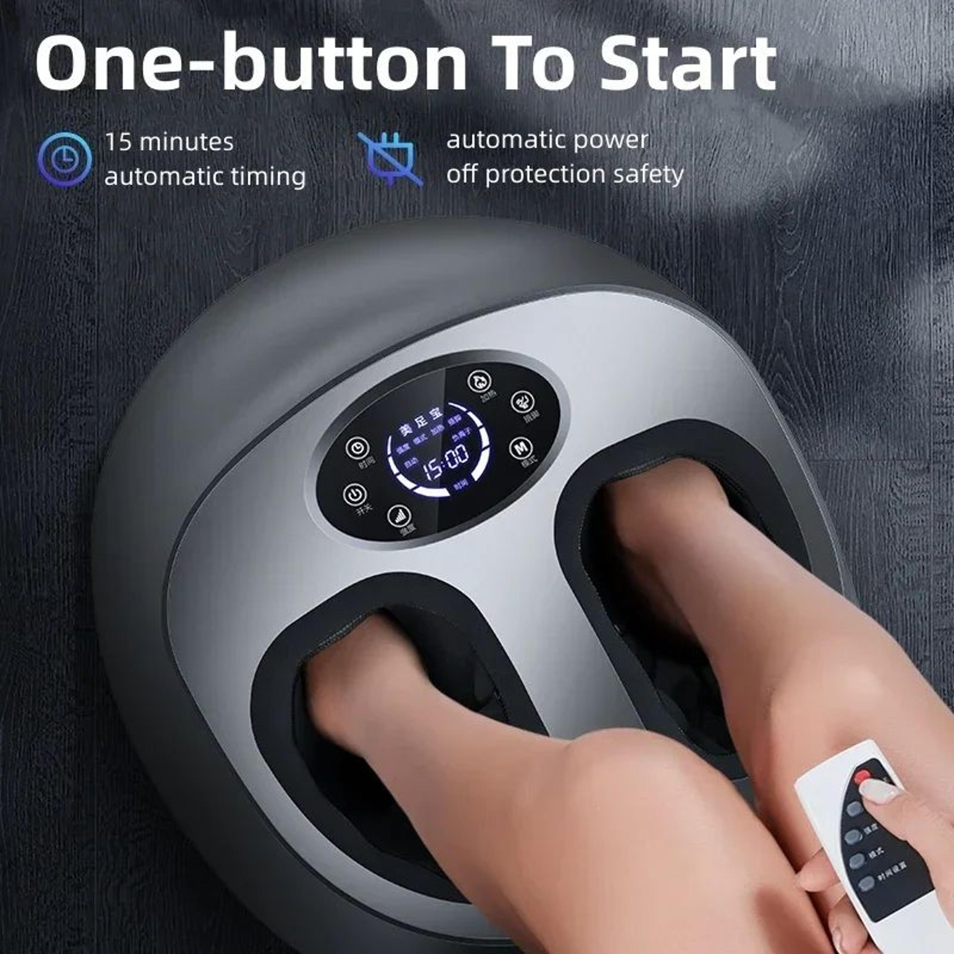 electric shiatsu foot massager with heat & air compression – automatic foot massage machine with lcd touch screen & nega