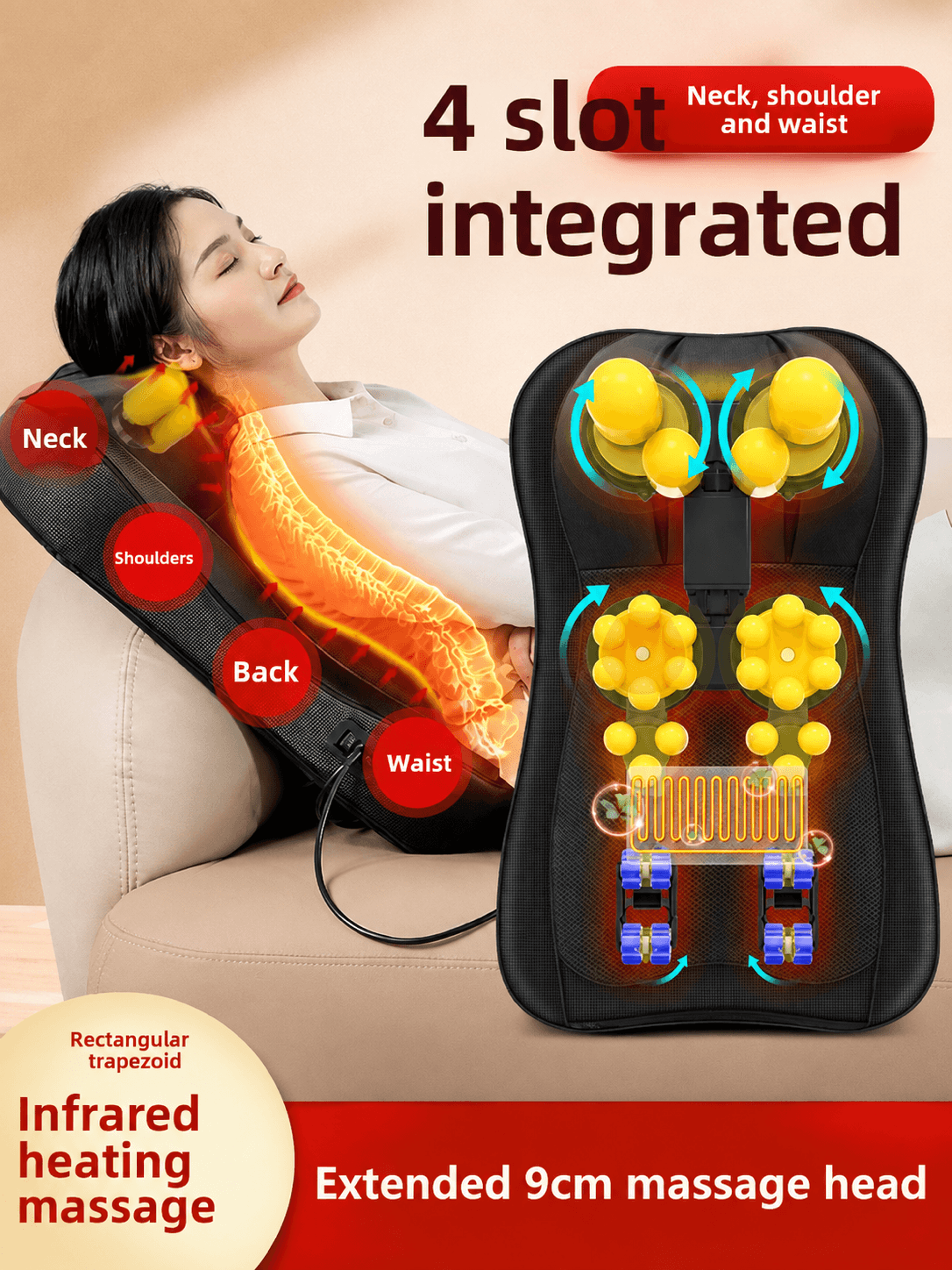 chair massage pad with neck & shoulder shiatsu massager – full body back waist seat cushion with remote control