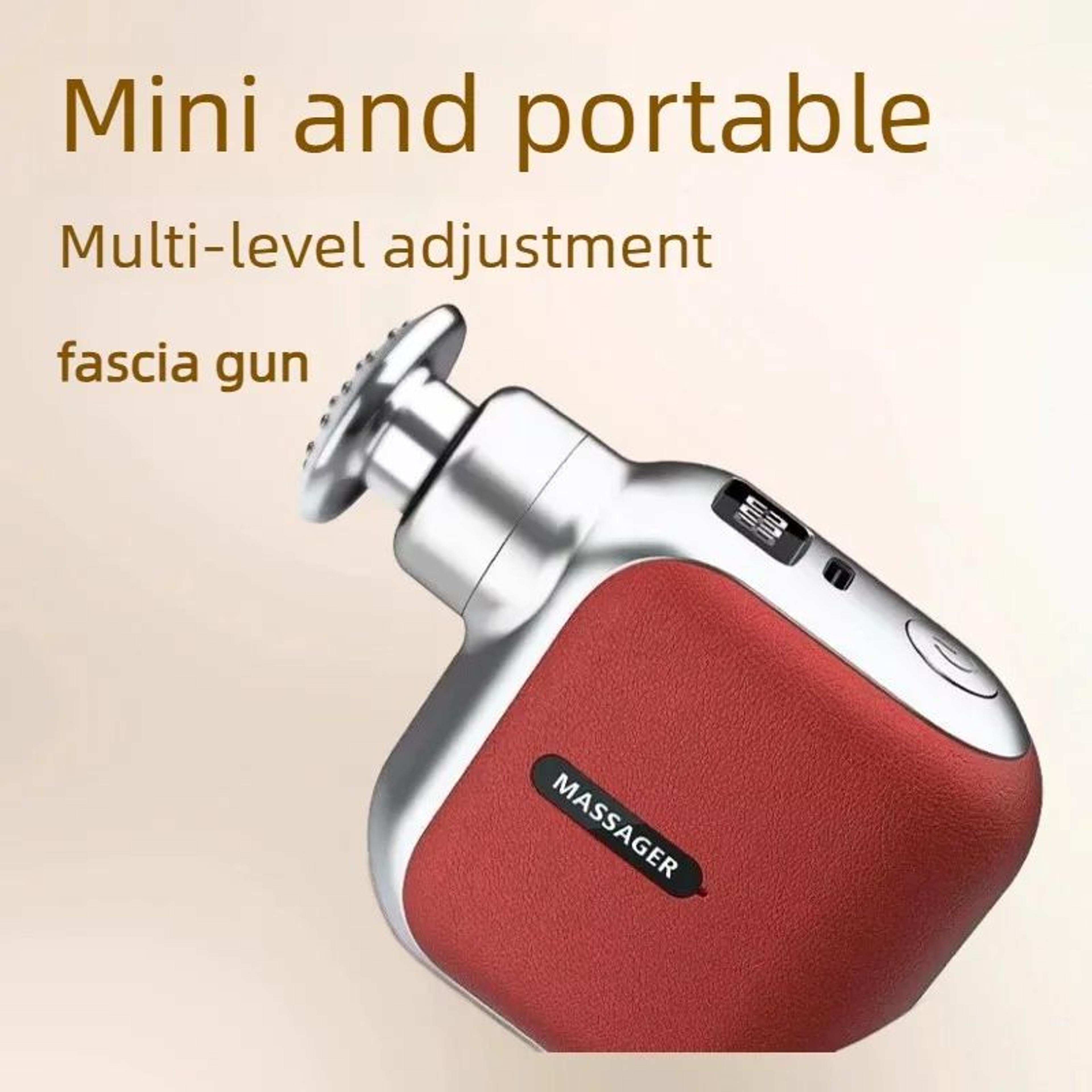 mini pocket massage gun with 4 silicone massage heads – portable deep tissue muscle massager for office & home use