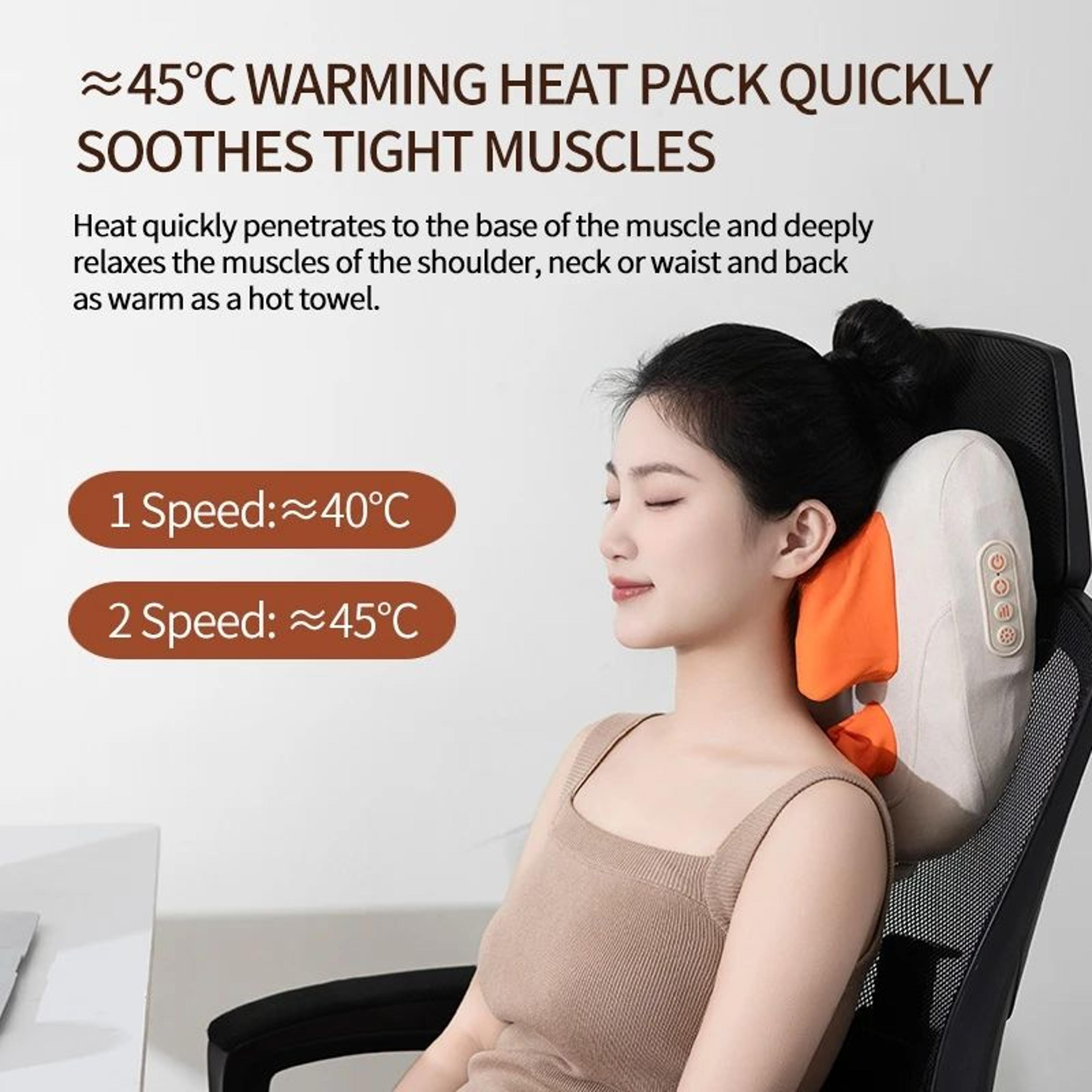 wireless 3d shiatsu neck & trapezius massager with heat – portable deep kneading massage pillow for home & travel