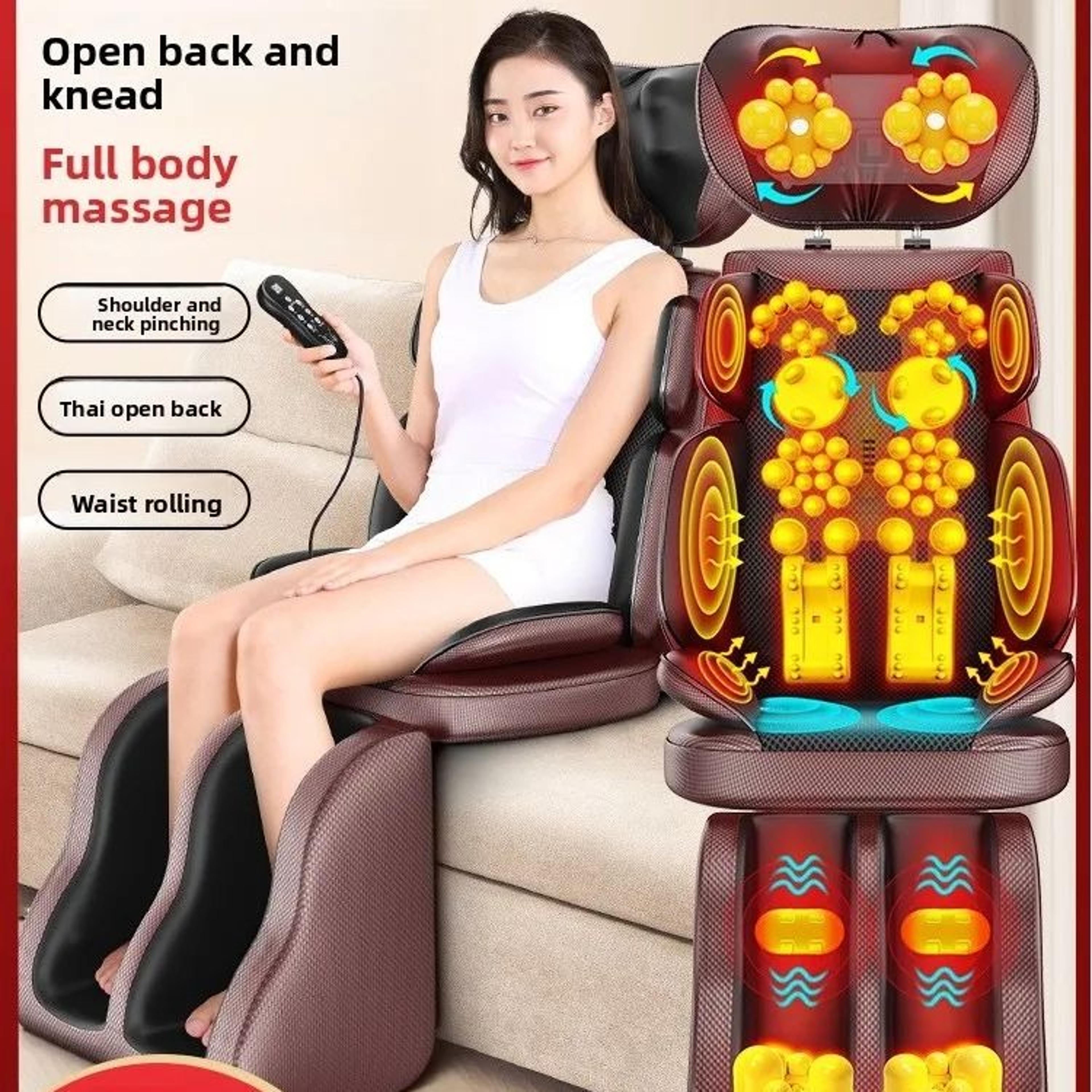 shiatsu neck and back massager with heat adjustable chair pad – full body kneading massage seat cushion for home & offic