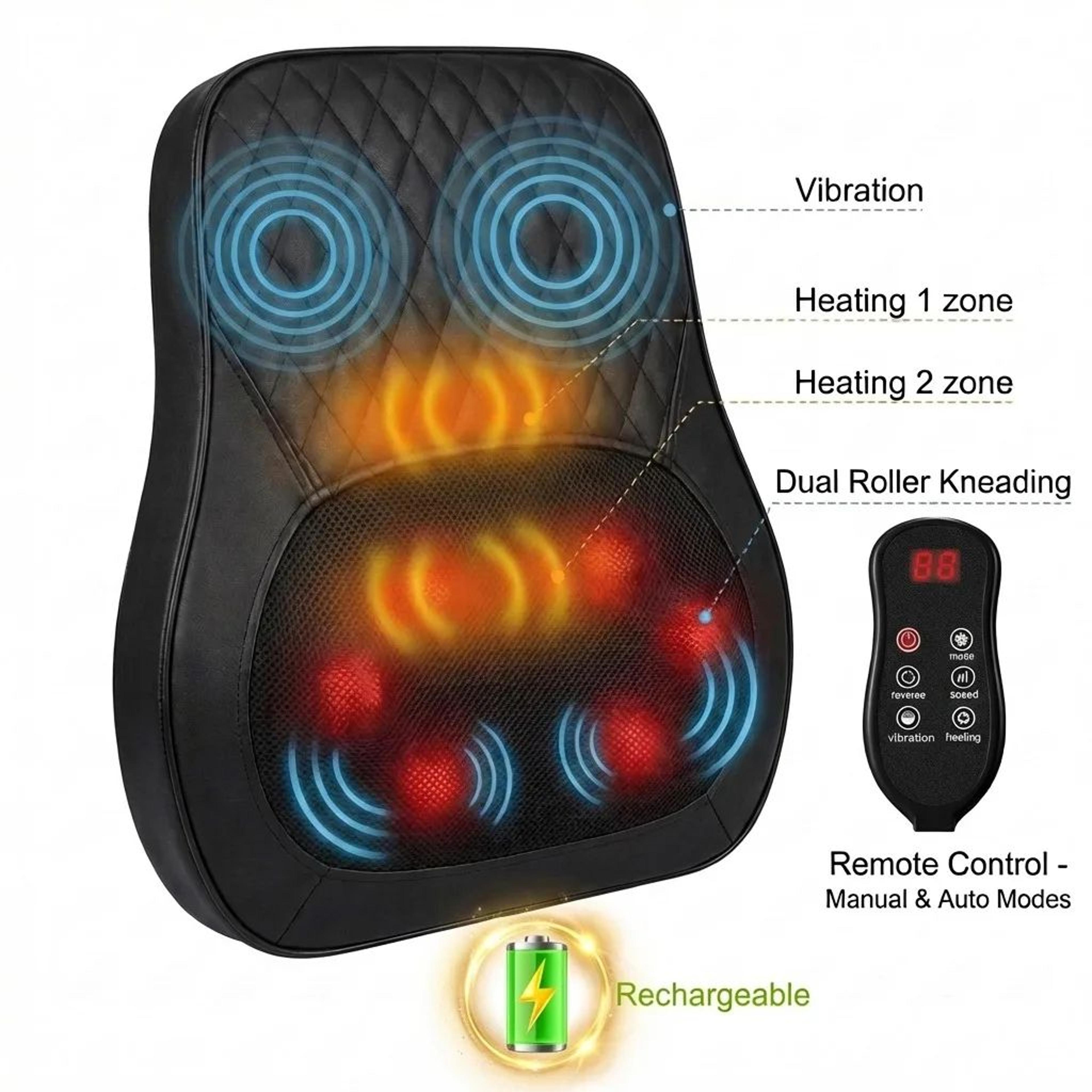 electric heated neck & shoulder massager pillow – deep kneading cervical back waist massage cushion for home & car use