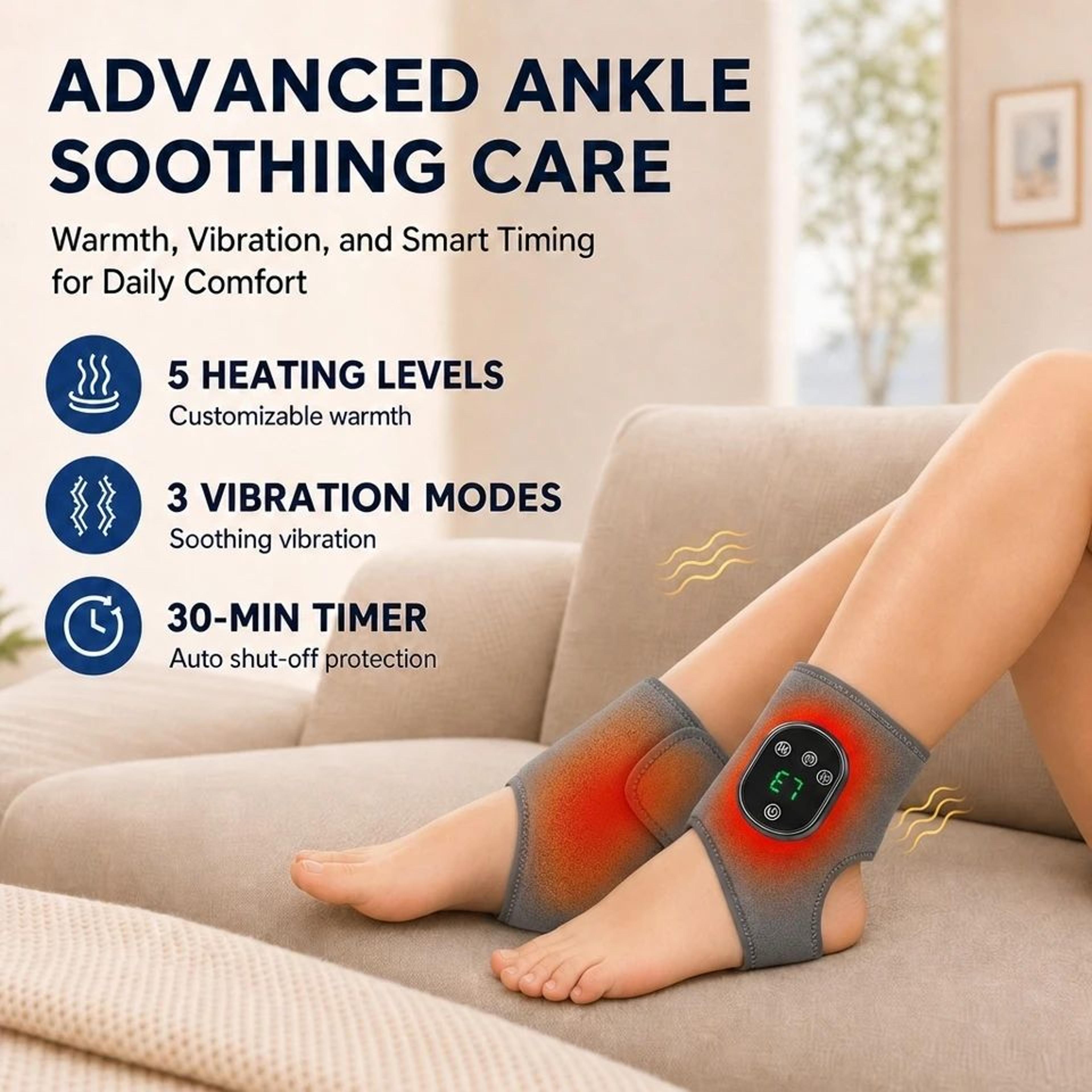 heated cordless ankle brace wrap with vibration massage – rechargeable foot support sleeve for sport recovery