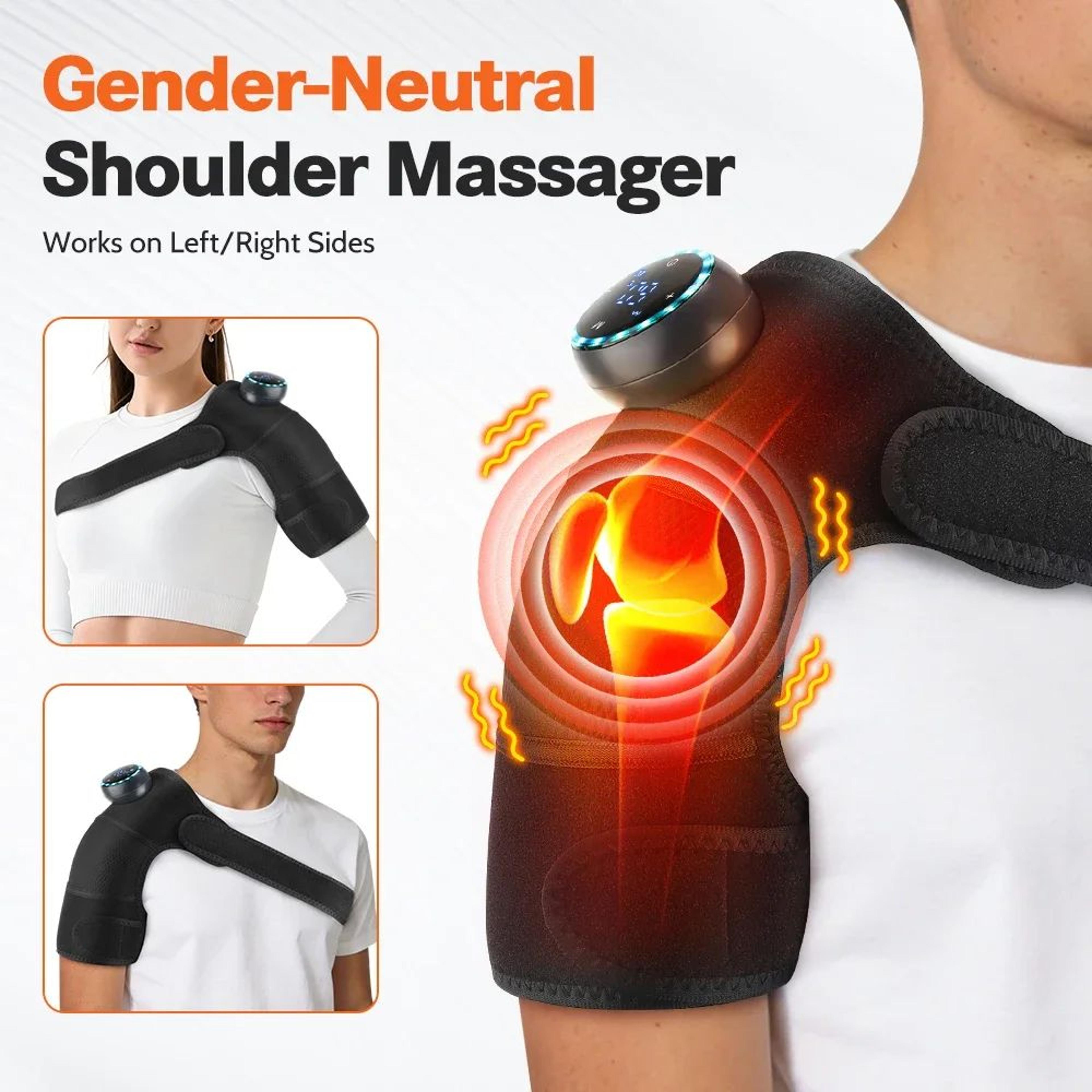 3-in-1 cordless heated knee shoulder elbow massager – rechargeable vibration joint wrap with far infrared heat therapy