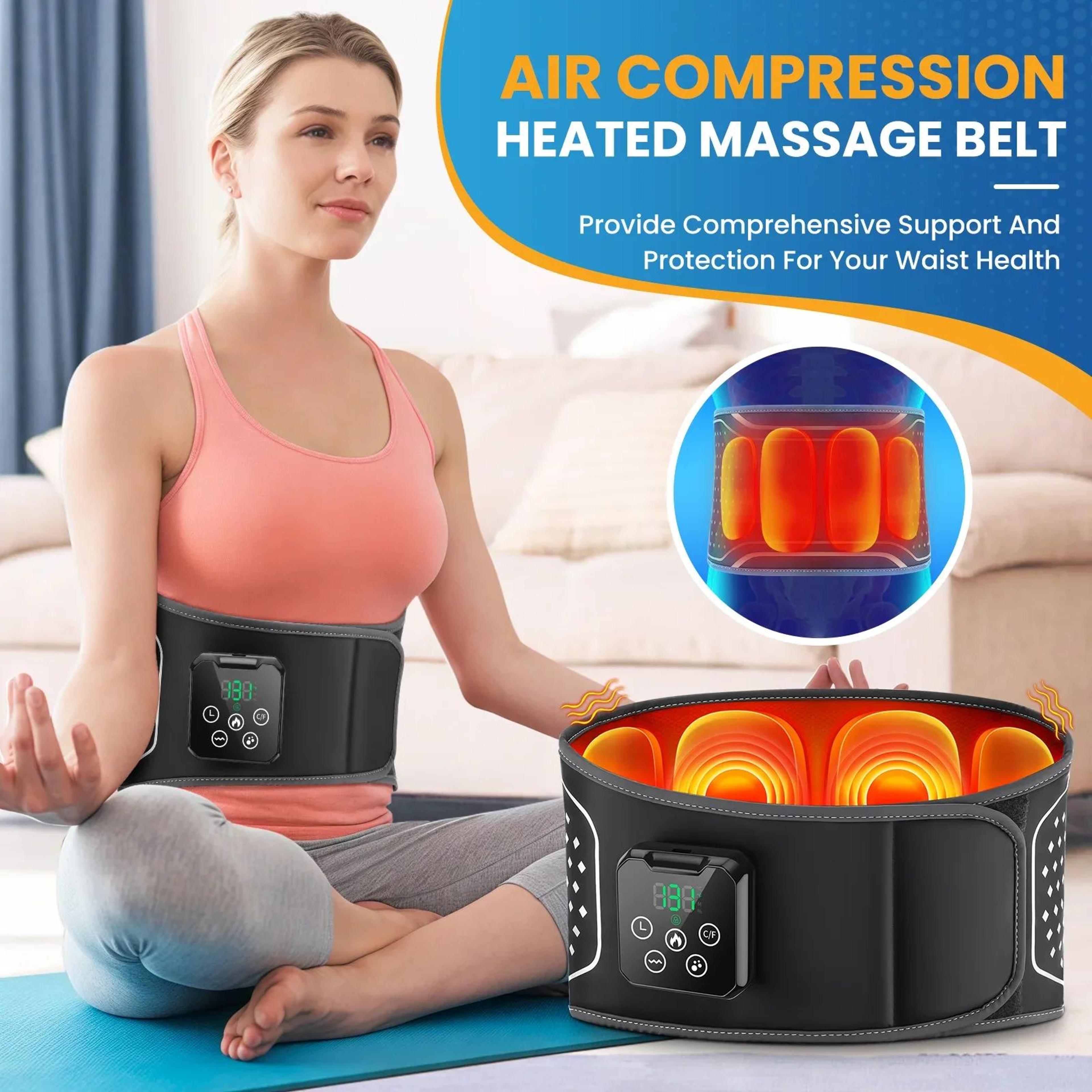 inflatable lumbar support belt with heat & vibration – adjustable lower back support brace for lumbar pain relief