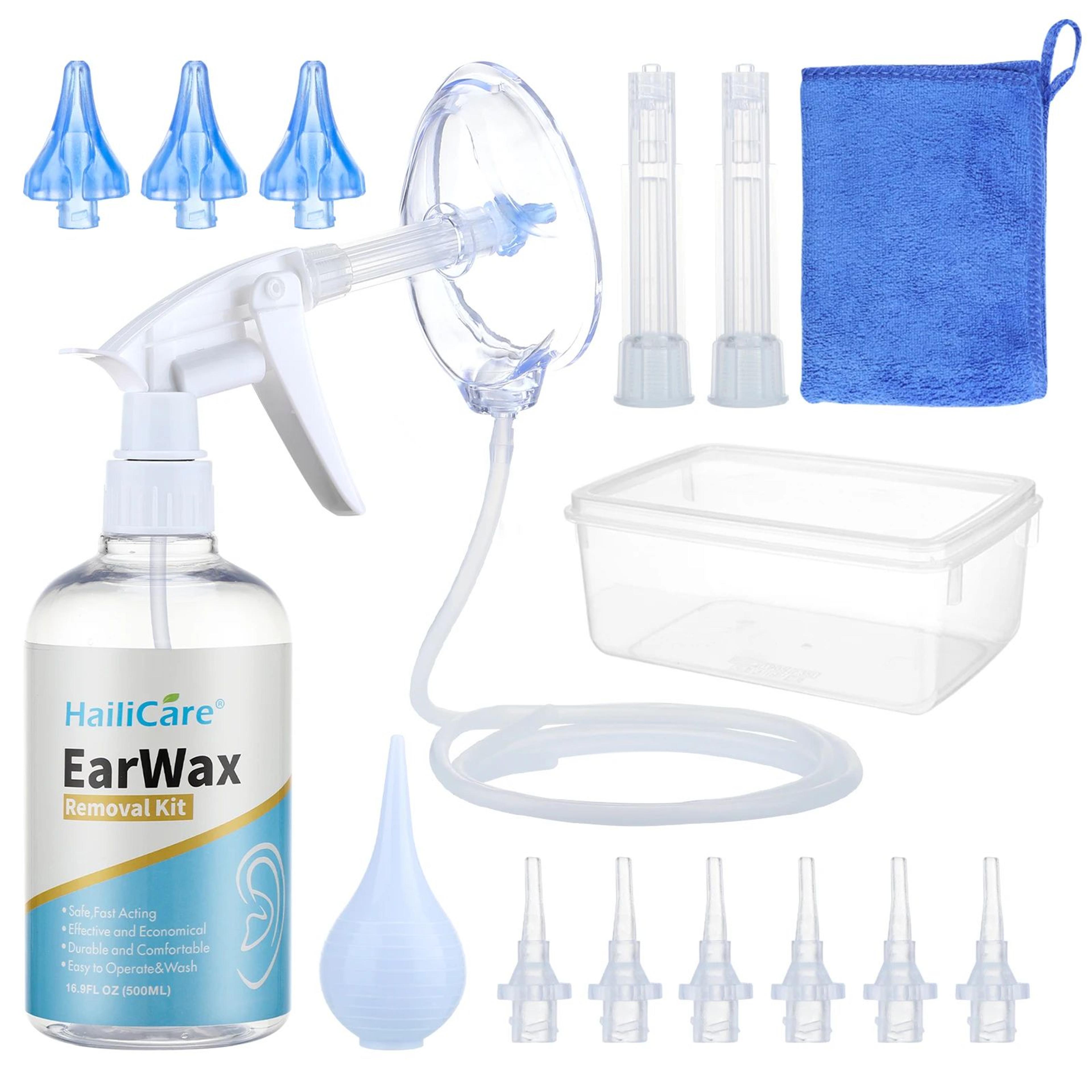 manual ear wax removal irrigation system – safe ear cleaning kit with water flushing bottle & ear care tool