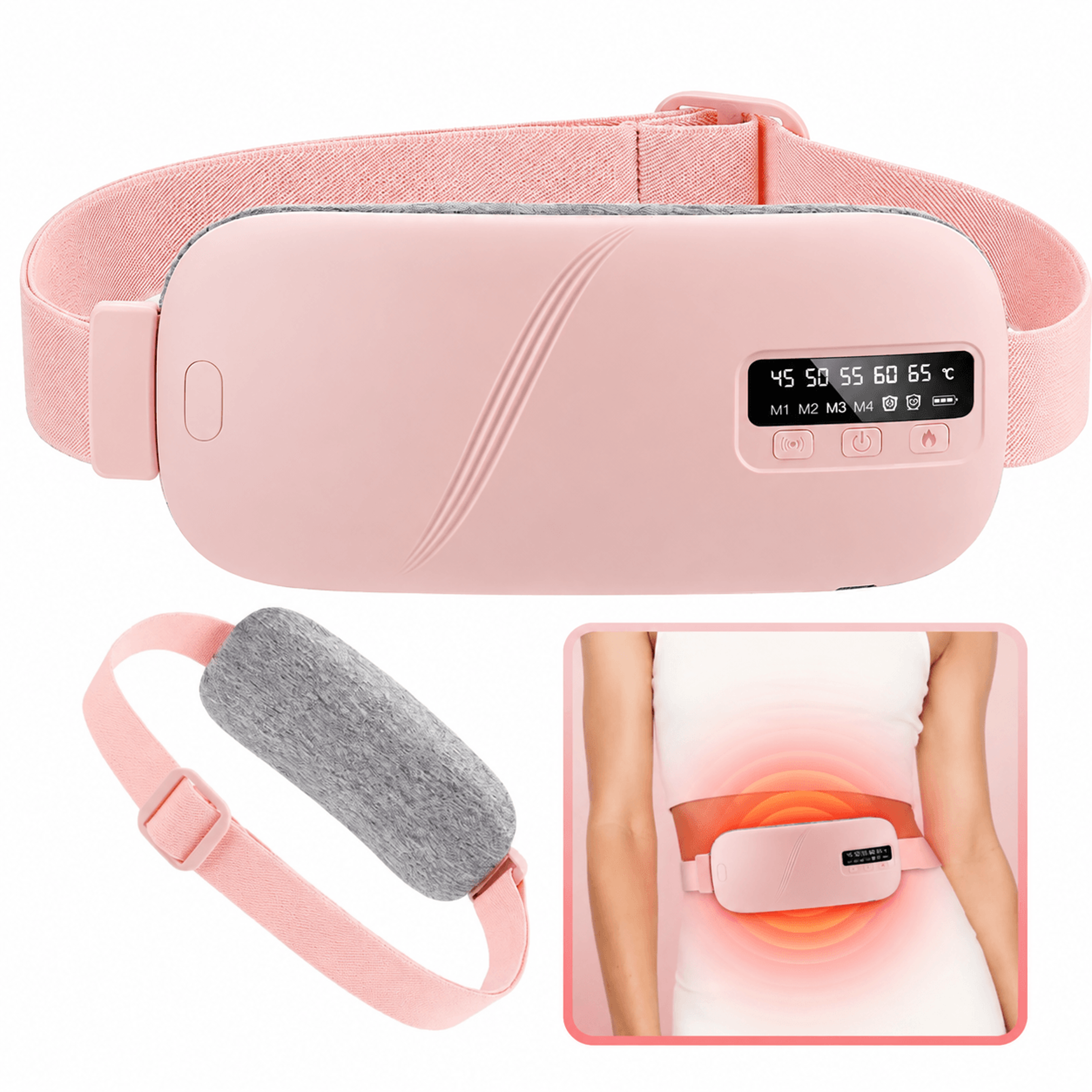 menstrual heating belt with vibration massage – cordless abdominal heating pad for period pain relief