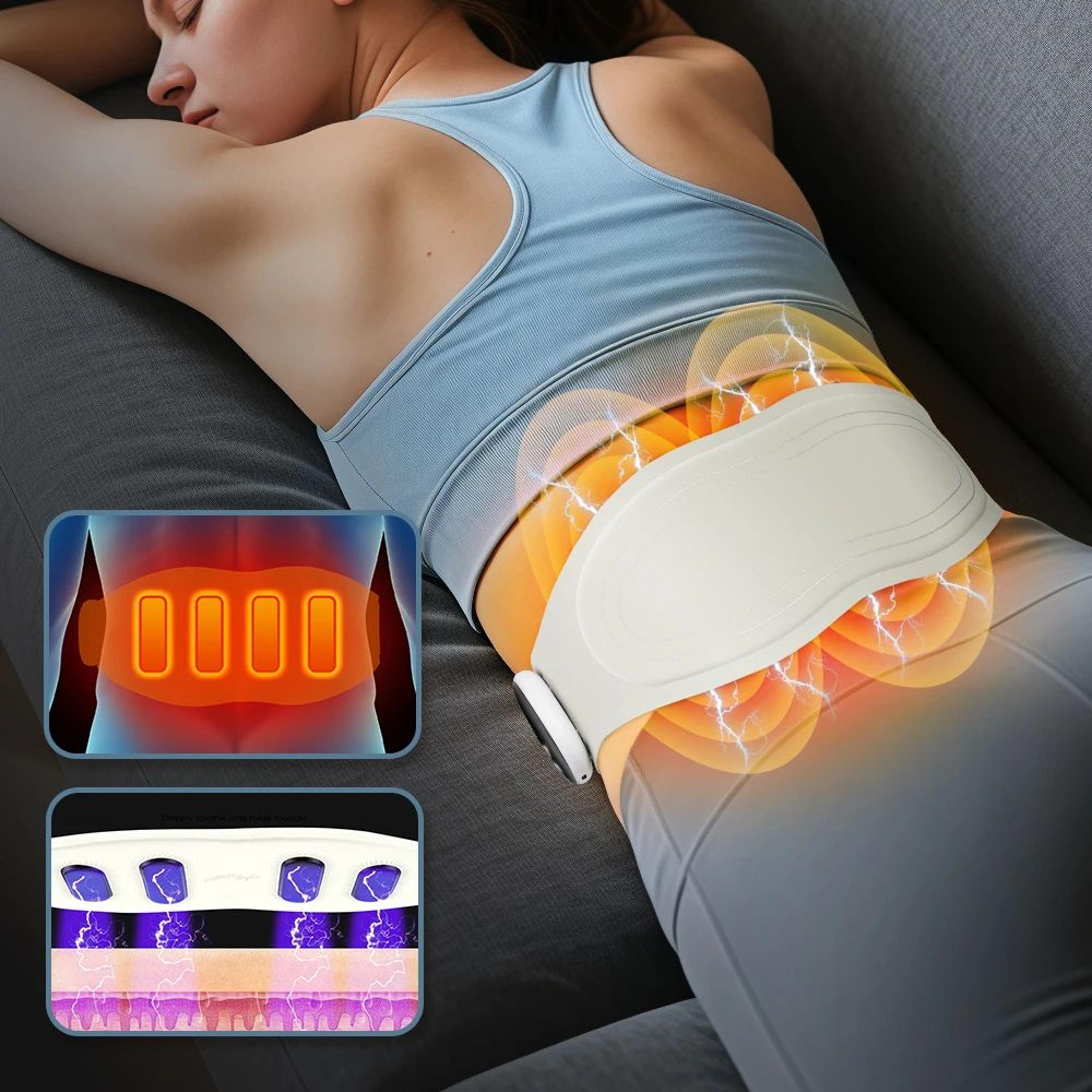 electric ems heating waist massager belt – rechargeable abdominal muscle toner with 8 modes & 19 intensity levels