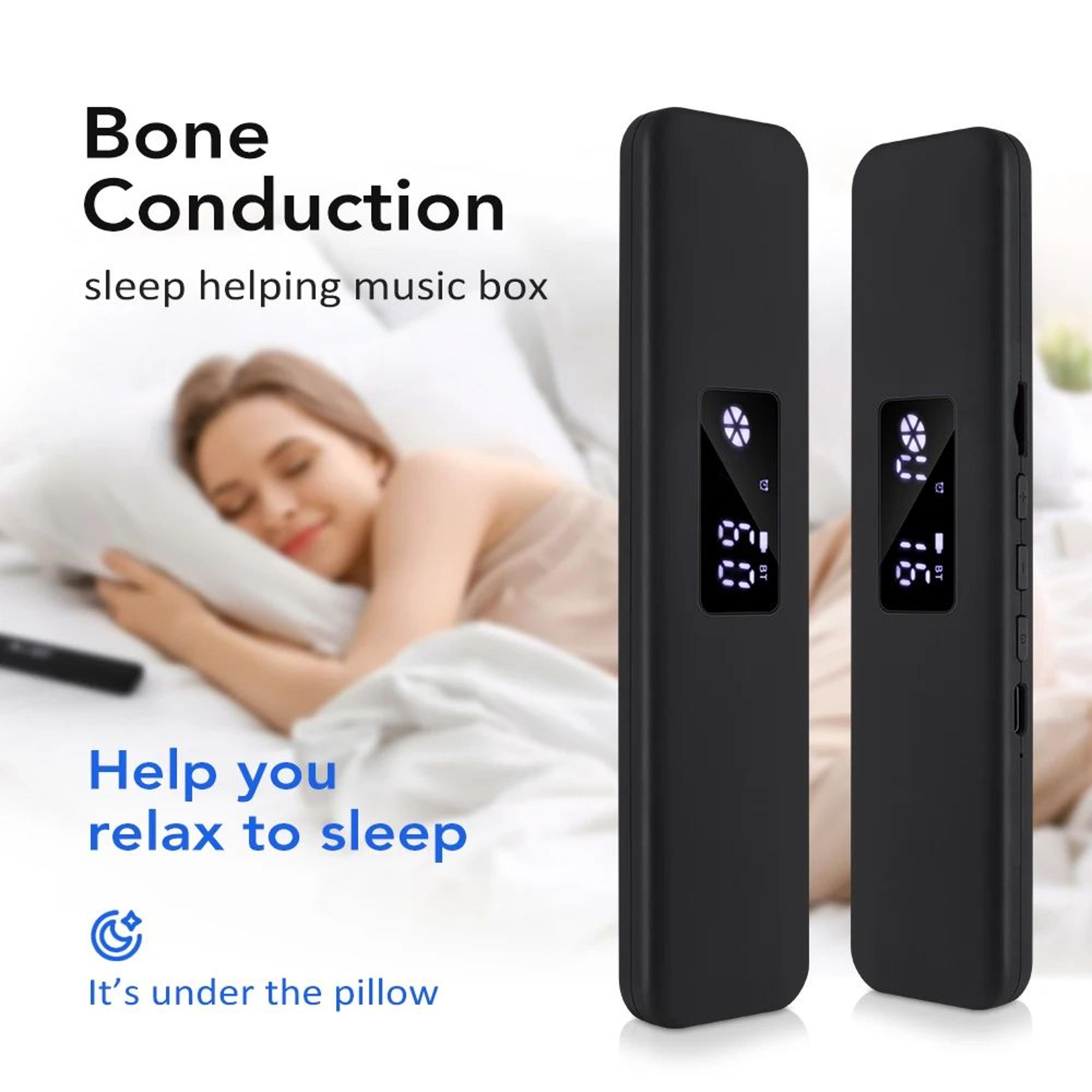 bone conduction sleep aid device with bluetooth 5.0 & white noise – under pillow speaker with led display & tf card mp3