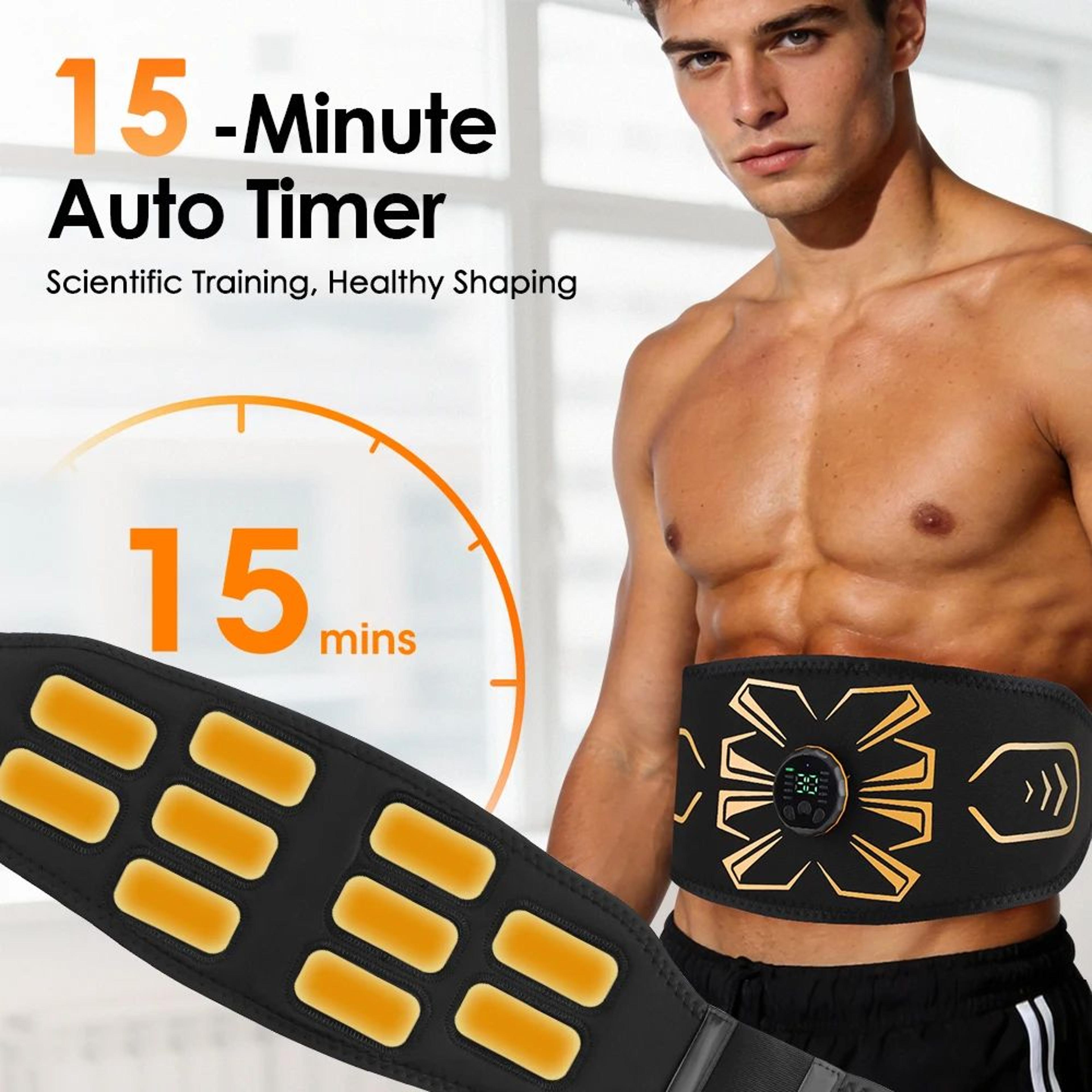 ems muscle stimulator belt with 10 electrode pads – rechargeable ab toning trainer with 10 modes & 30 intensity levels