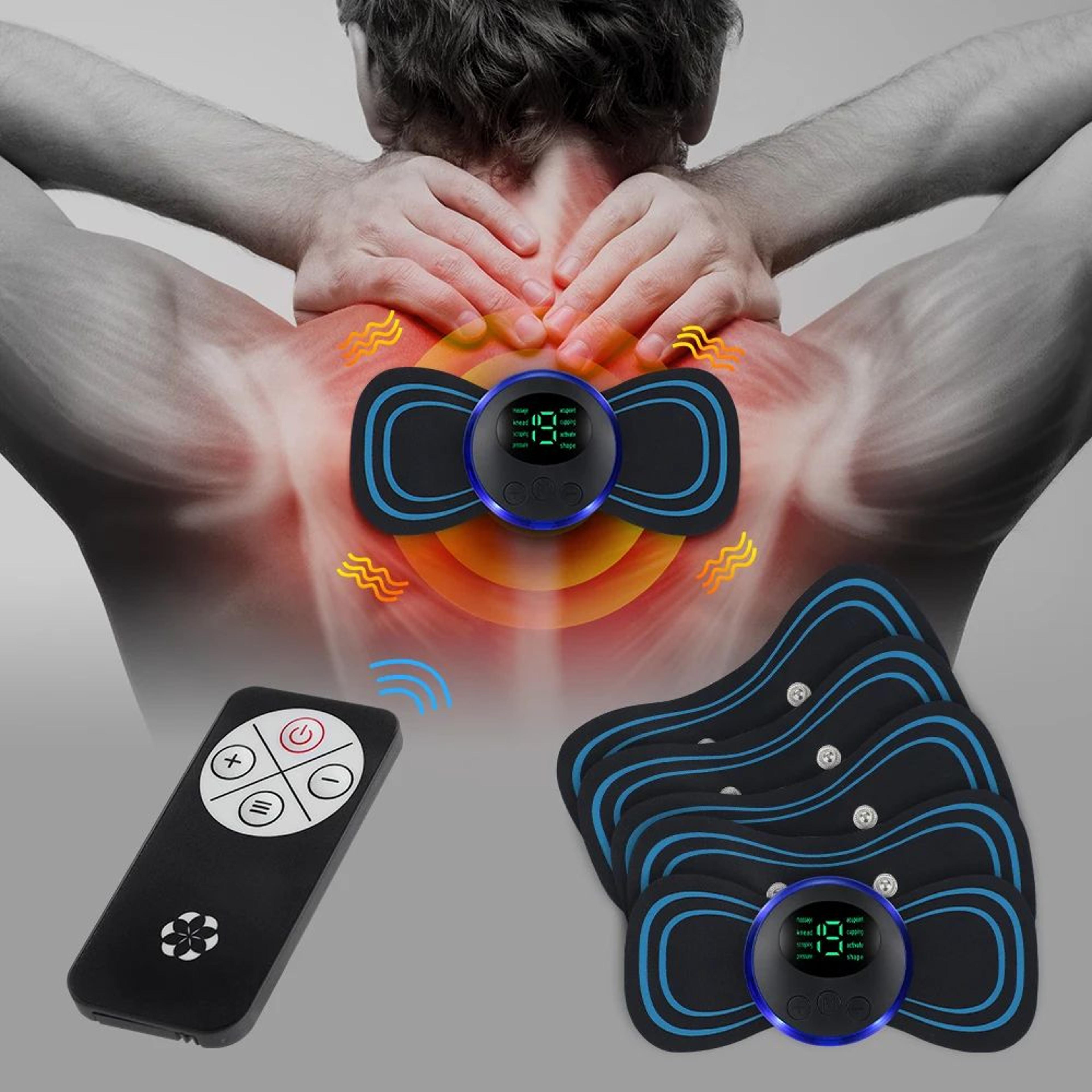 intelligent mini ems neck massage pad with remote – microcurrent muscle stimulator 8 modes & 19 intensity levels