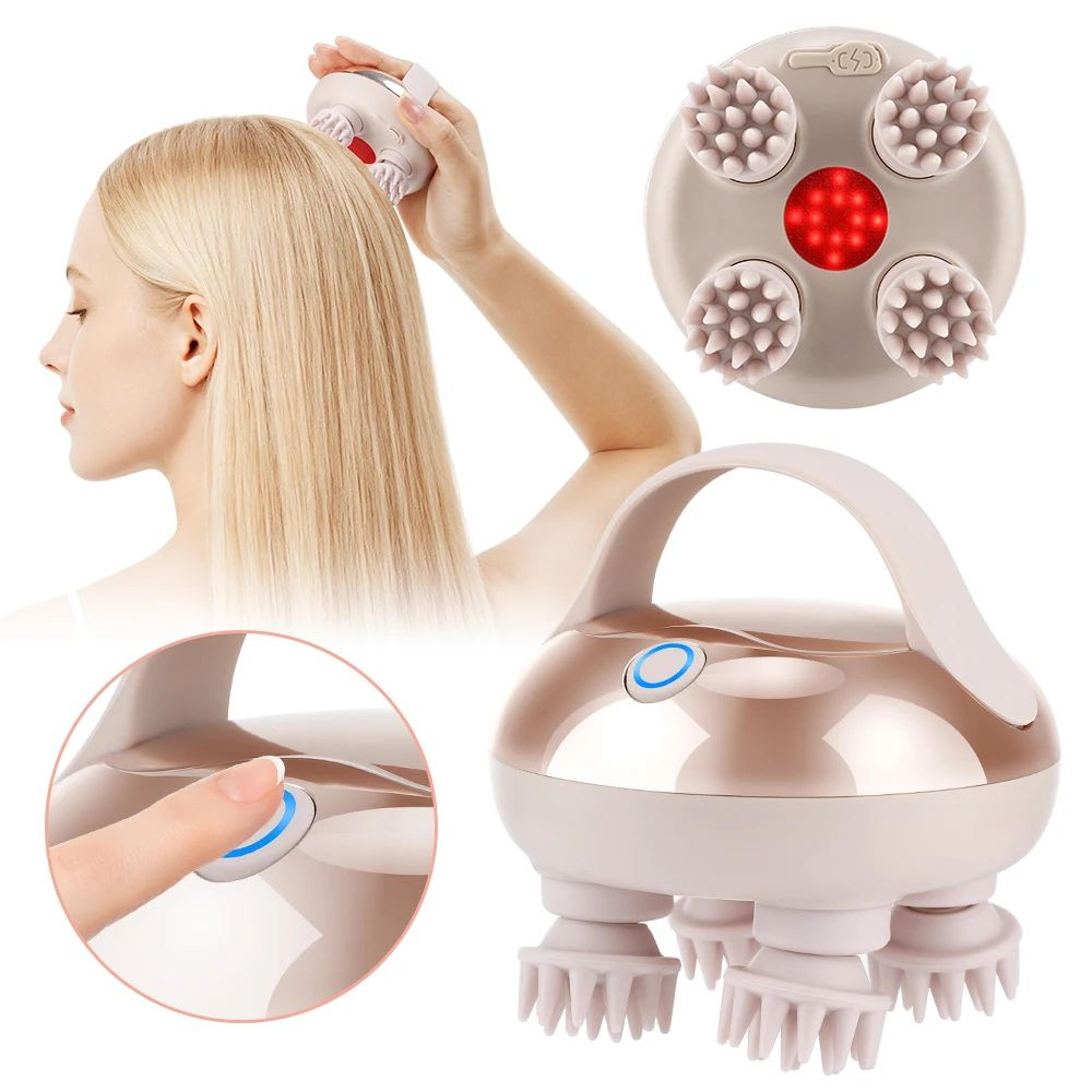 electric cordless head massager with led light – 2-speed scalp hair growth massager for stress relief & full body massag
